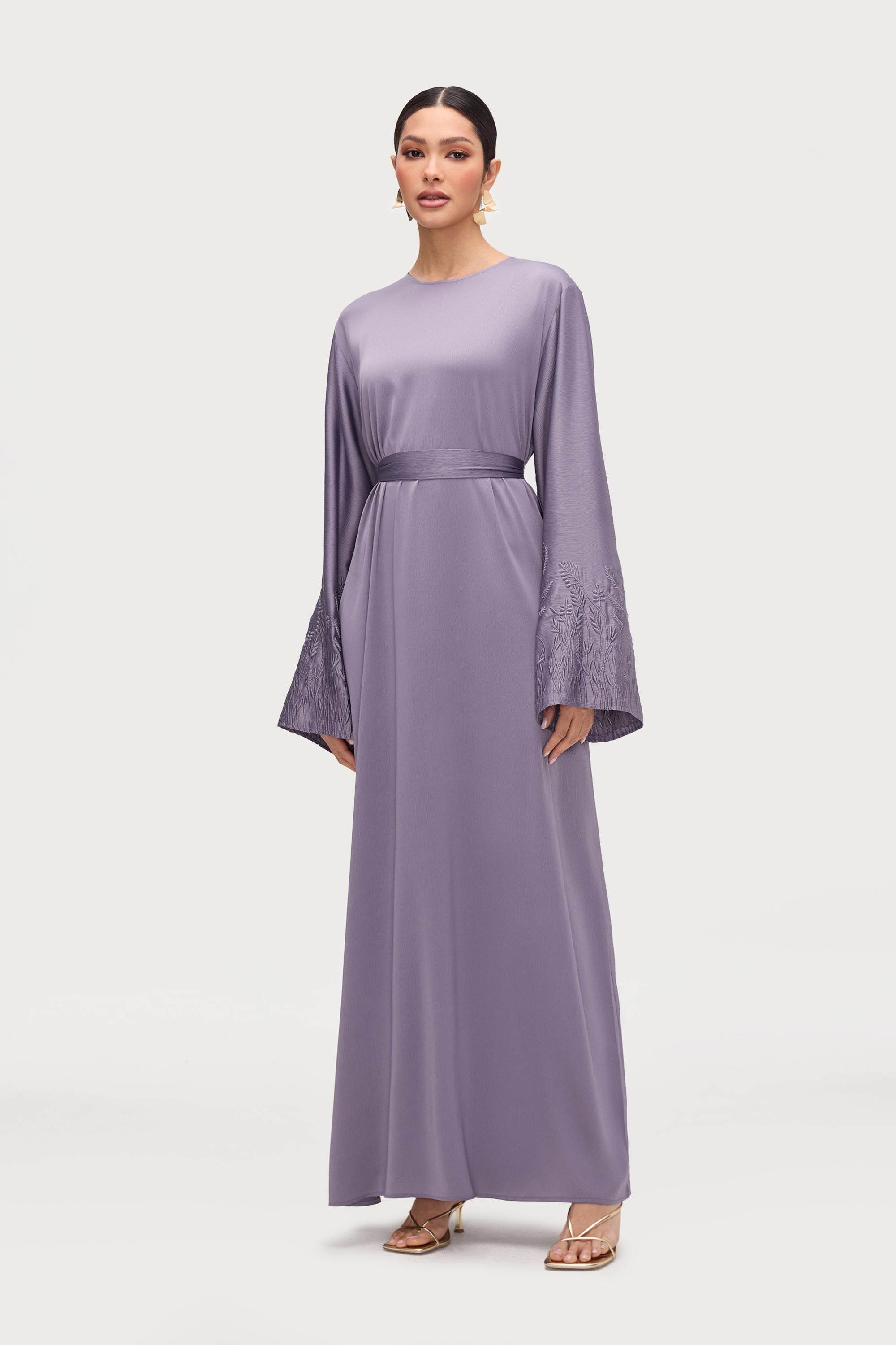 Ascia Embroidered Maxi Dress - Purple Sage Abayas Veiled 