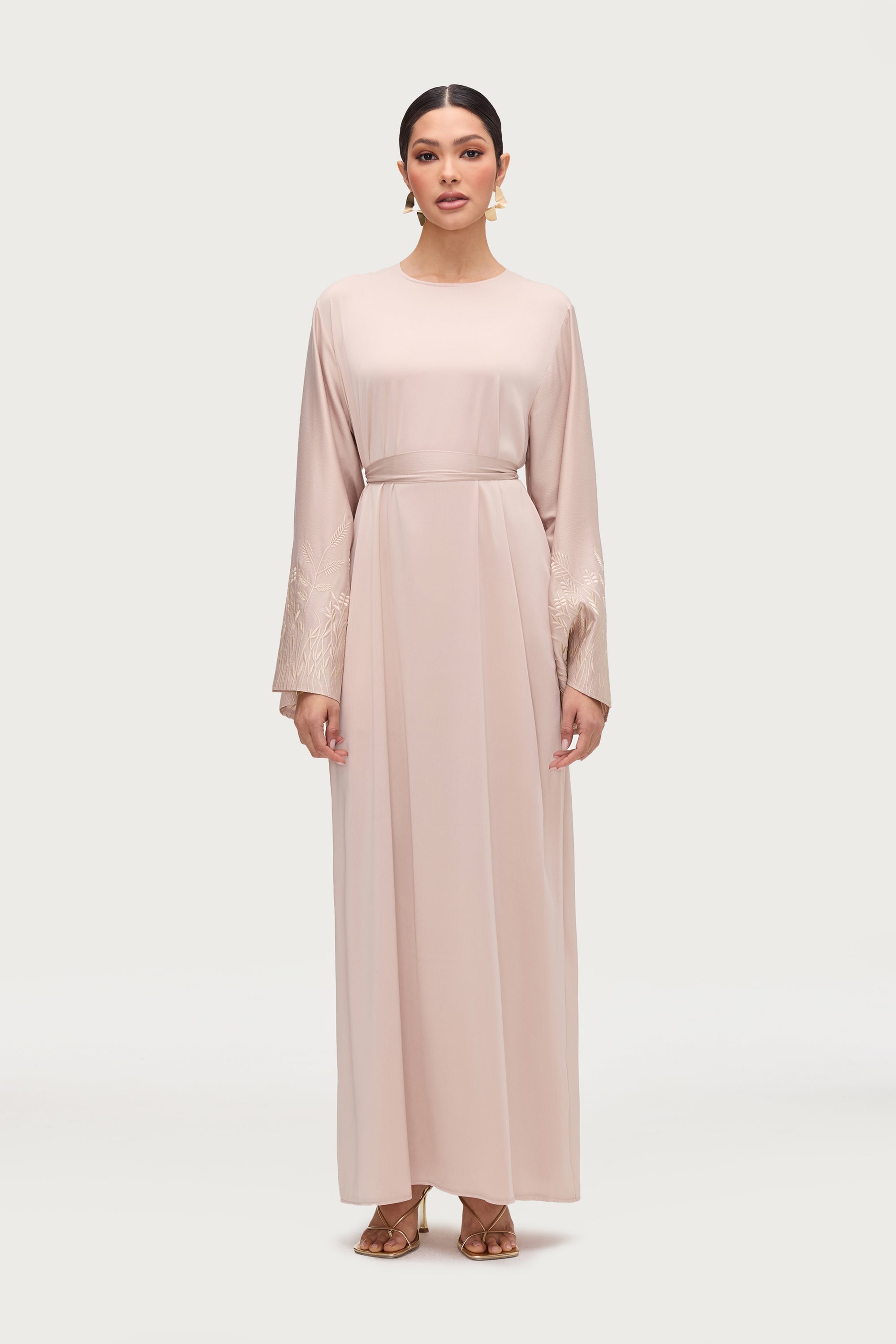 Ascia Embroidered Maxi Dress - Stone Abayas Veiled 