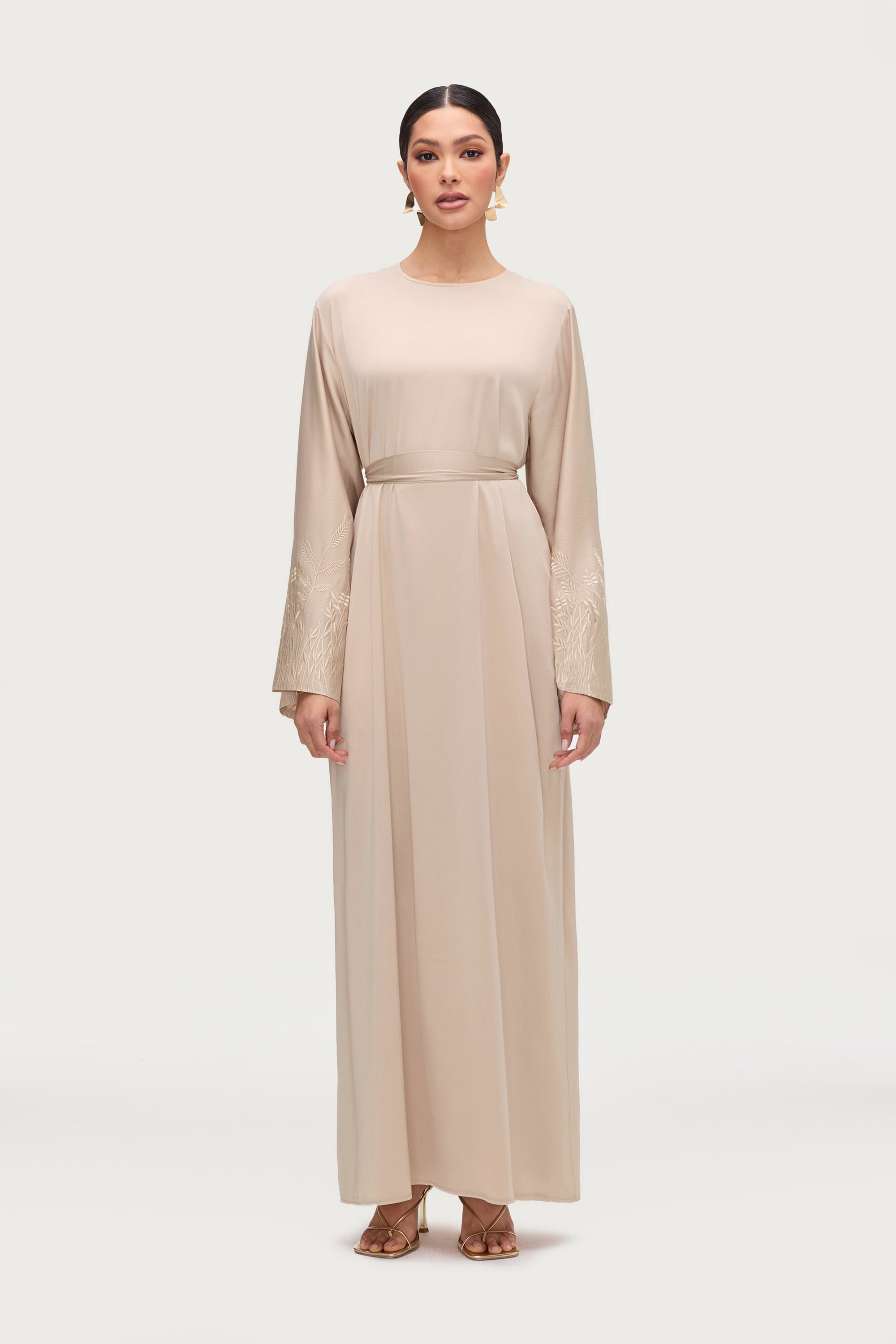 Ascia Embroidered Maxi Dress - Stone Abayas Veiled 