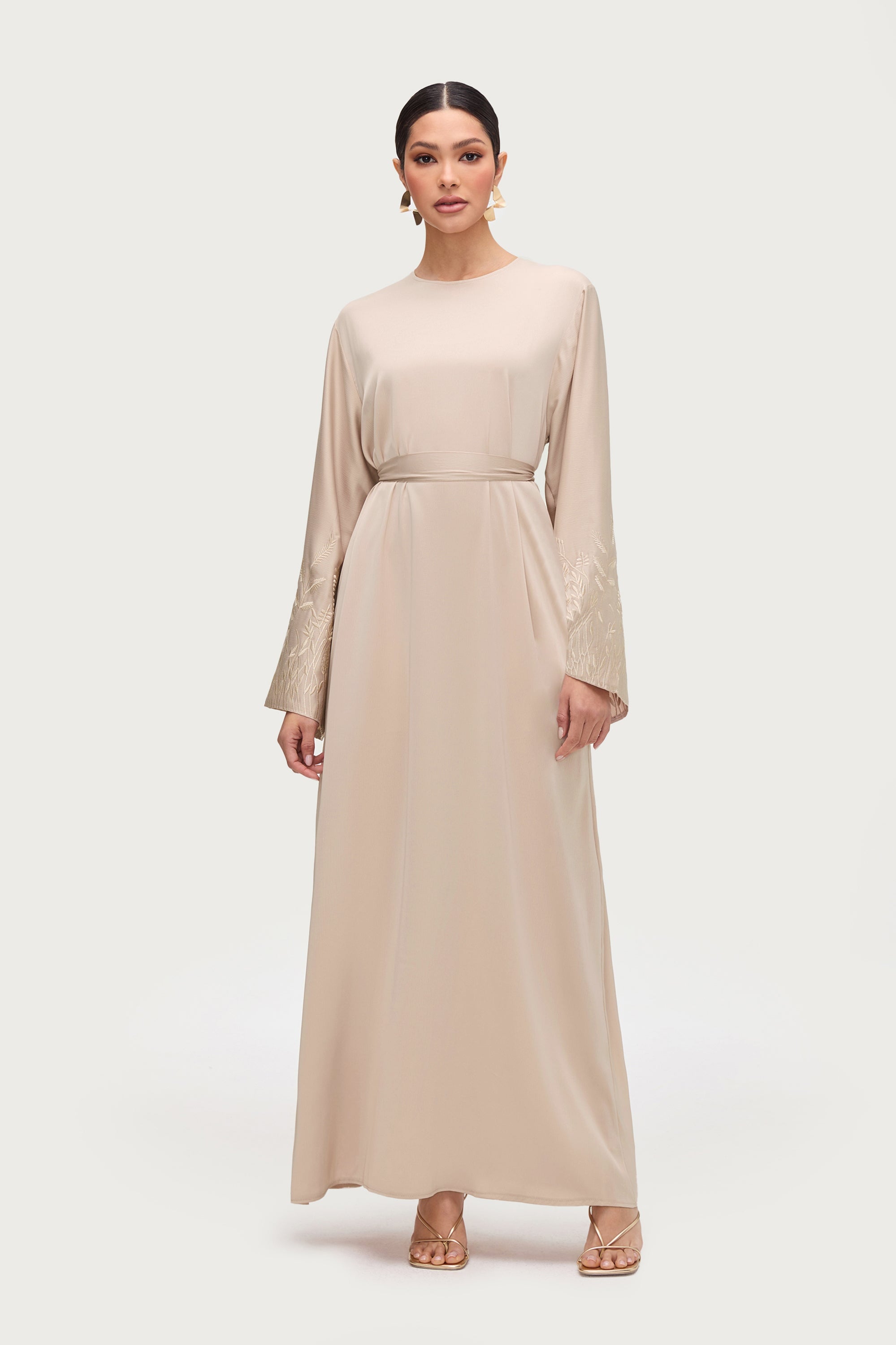 Ascia Embroidered Maxi Dress - Stone Abayas Veiled 