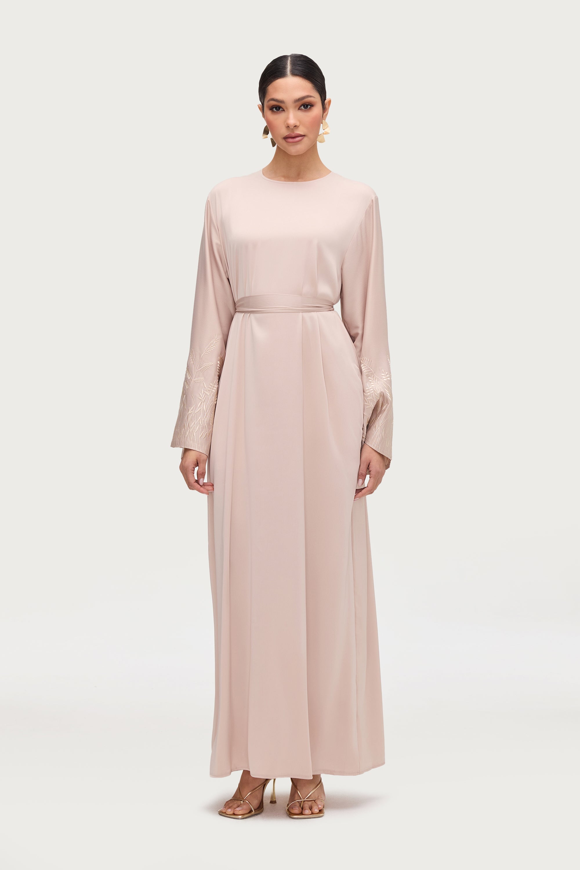 Ascia Embroidered Maxi Dress - Stone Abayas Veiled 