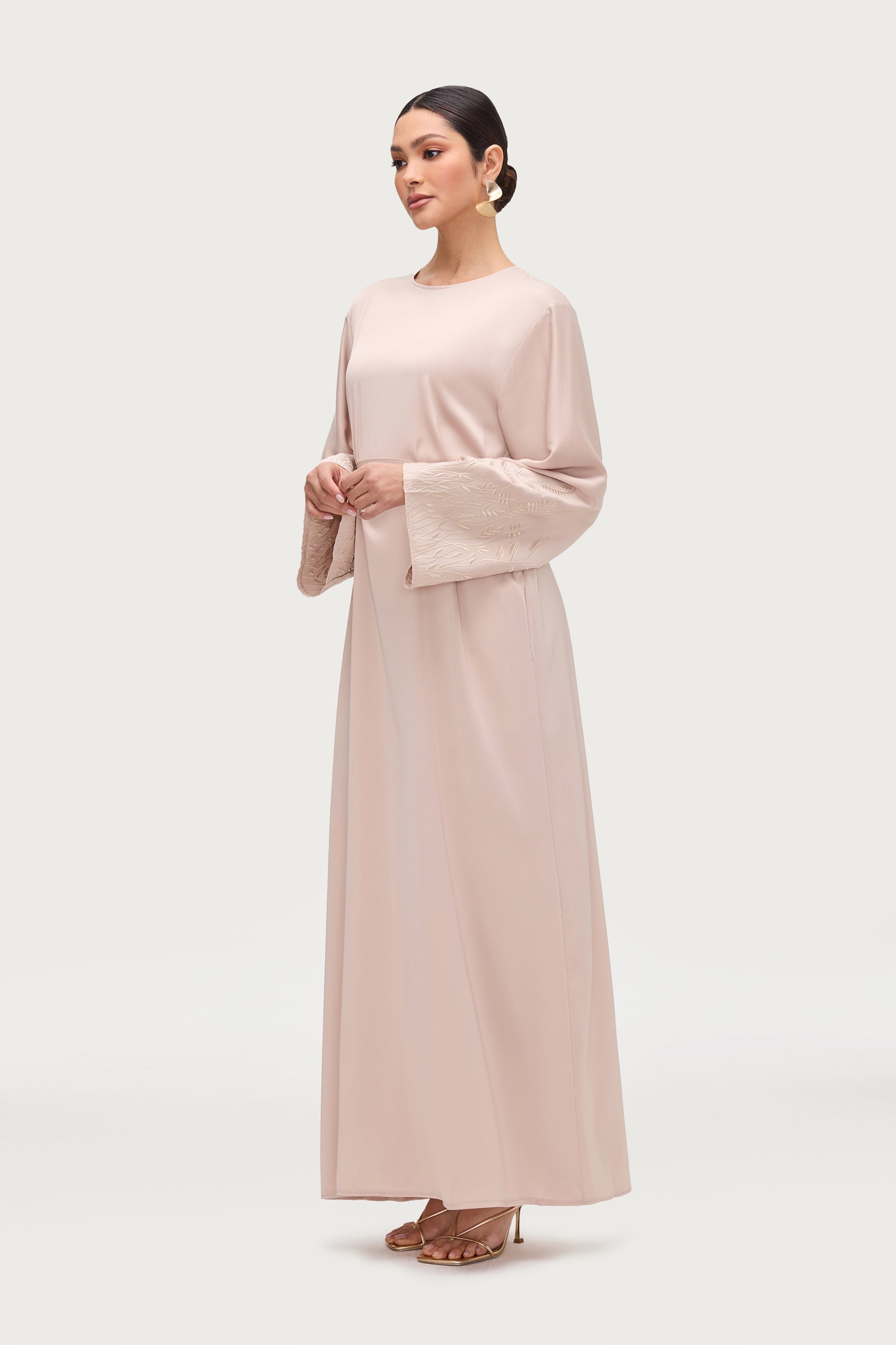 Ascia Embroidered Maxi Dress - Stone Abayas Veiled 