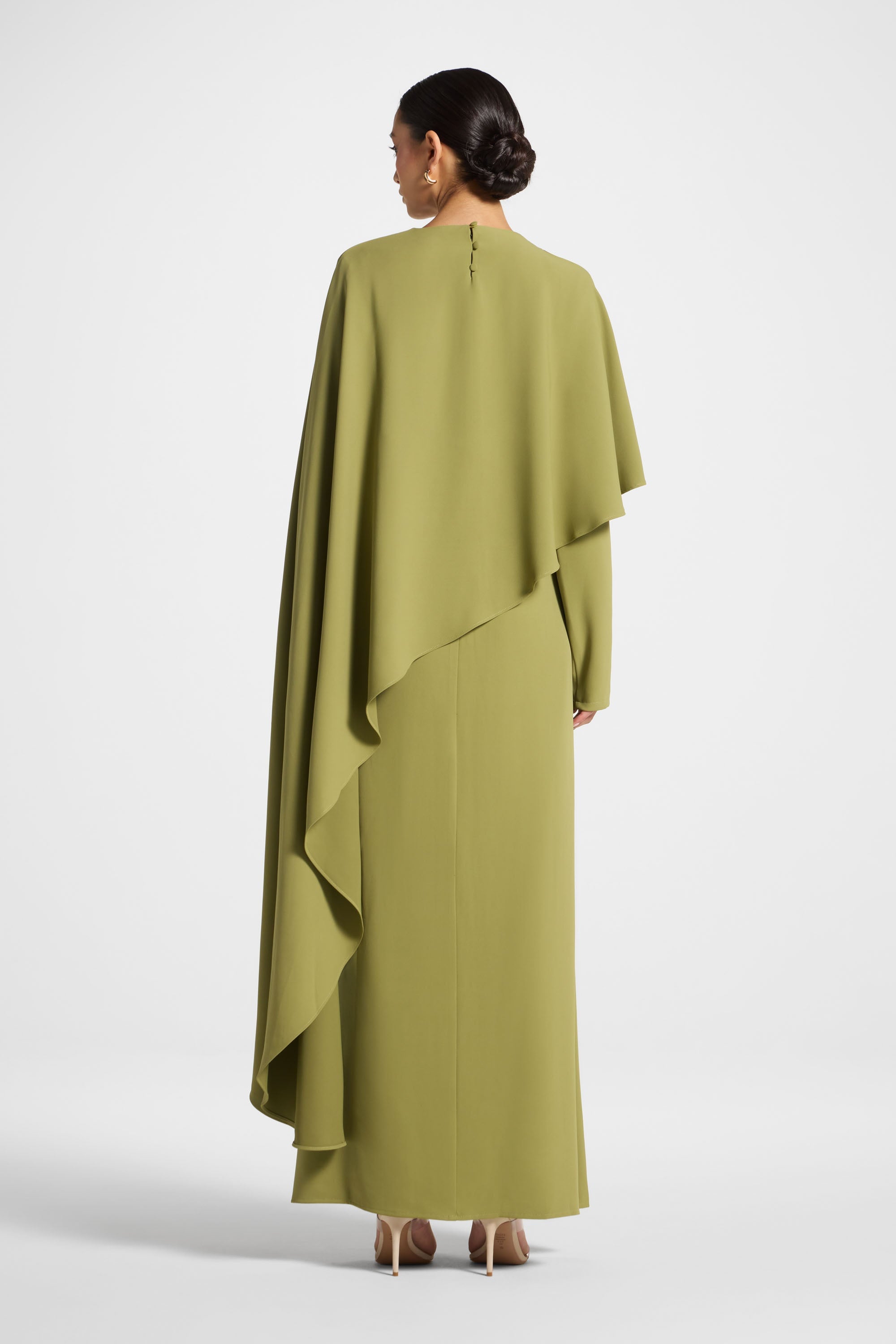 Asymmetric Cape Maxi Dress - Fern Abayas Veiled 