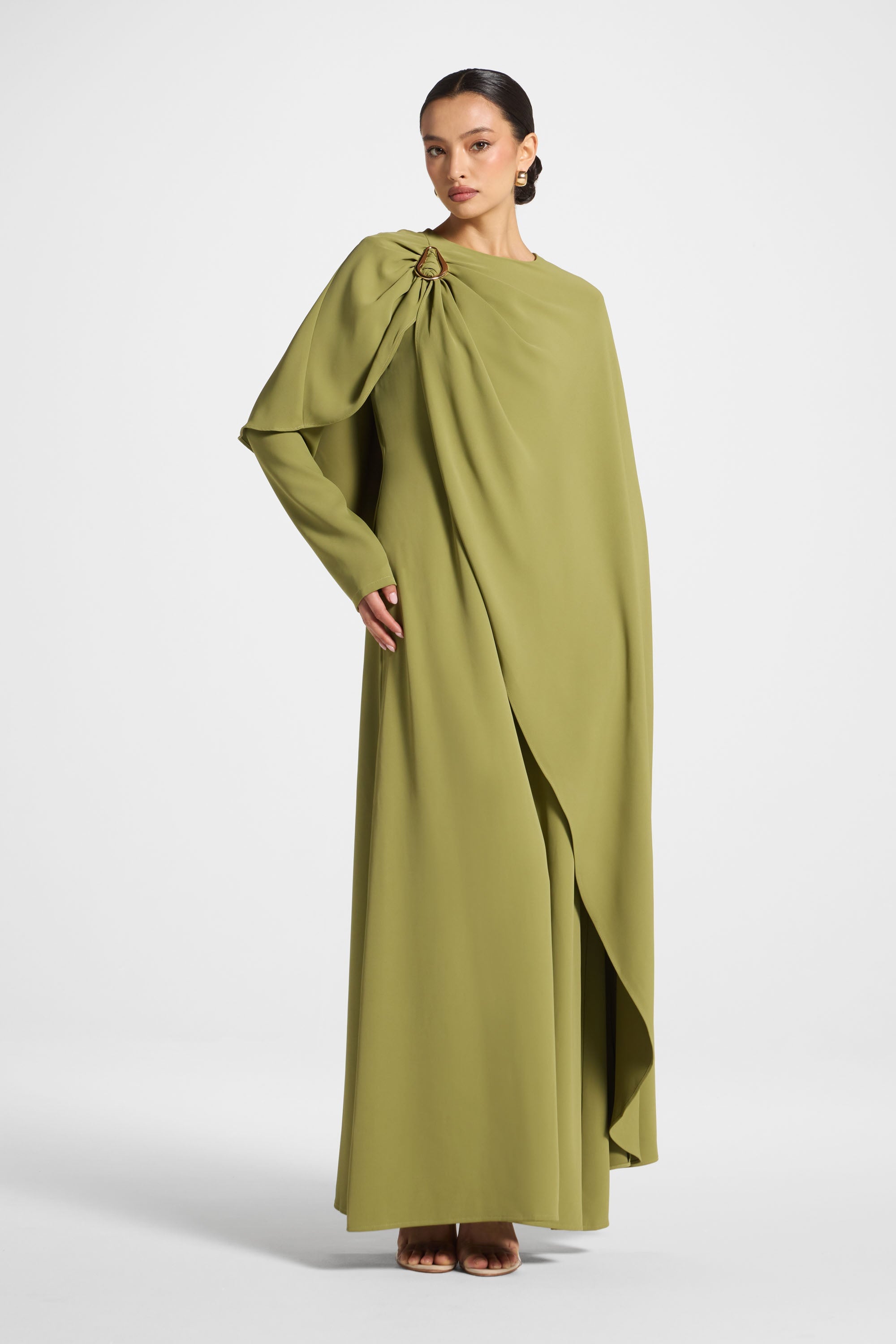 Asymmetric Cape Maxi Dress - Fern Abayas Veiled 