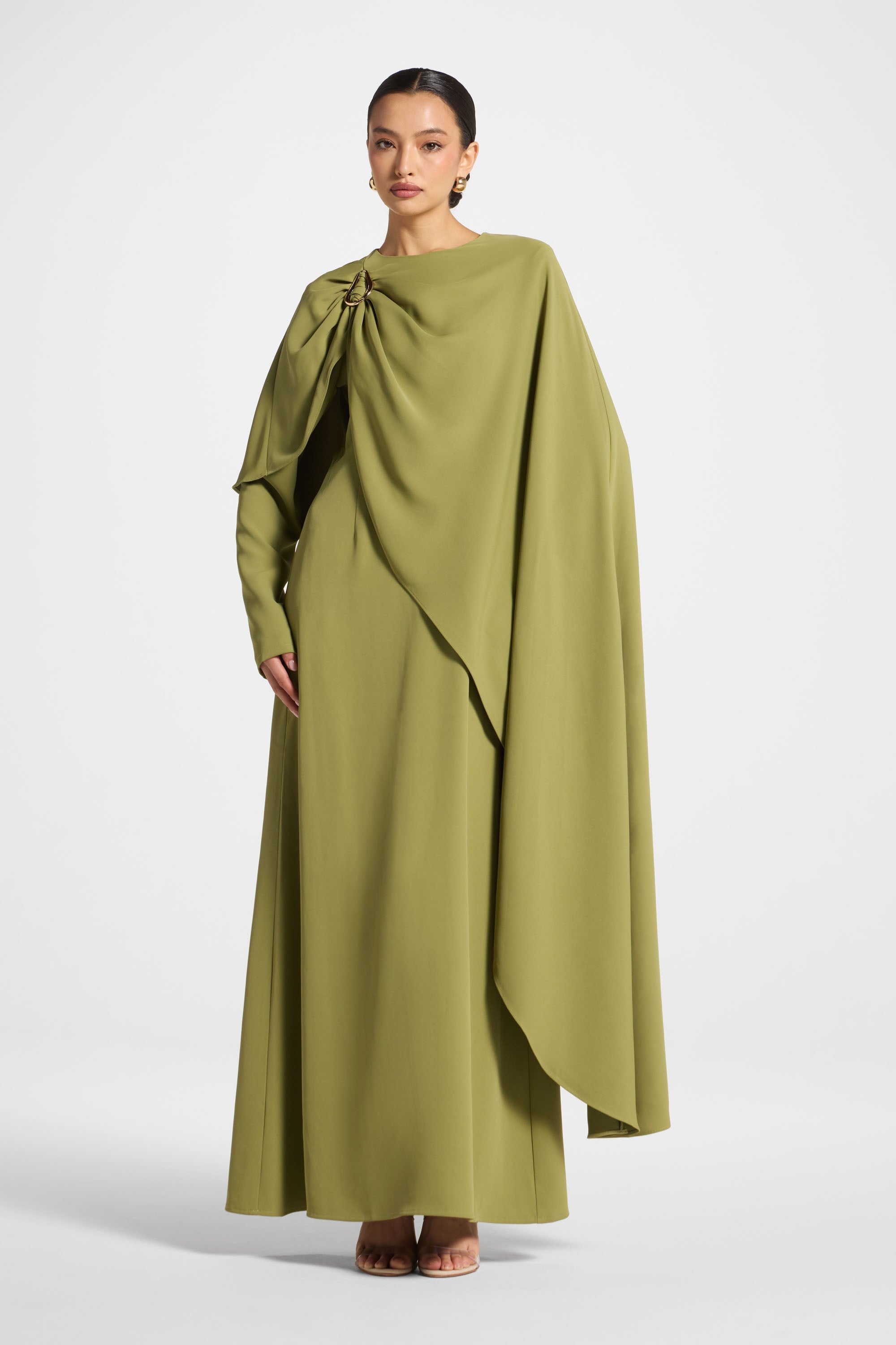 Asymmetric Cape Maxi Dress - Fern Abayas Veiled 