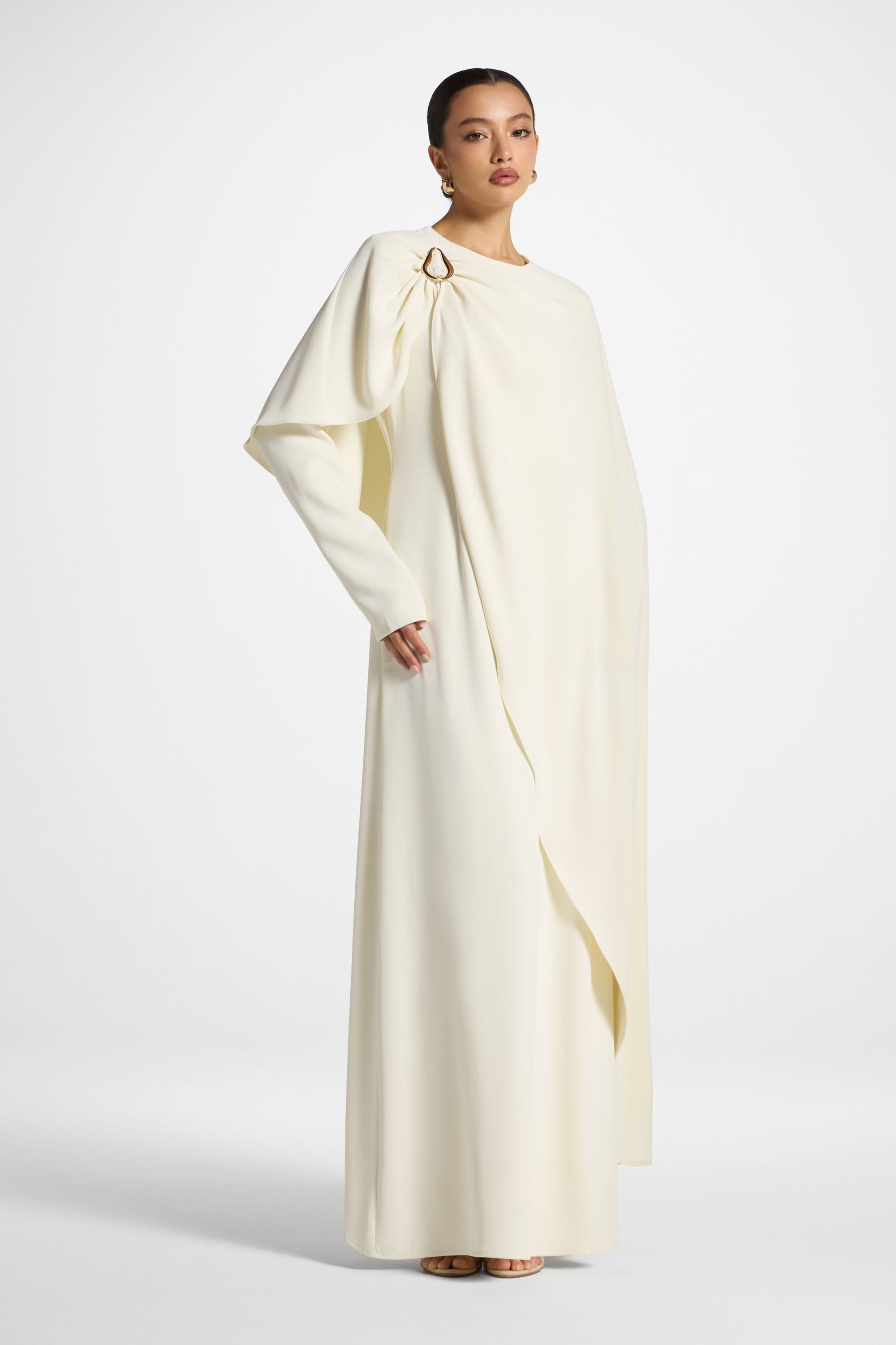 Asymmetric Cape Maxi Dress - Moonlight Abayas Veiled 
