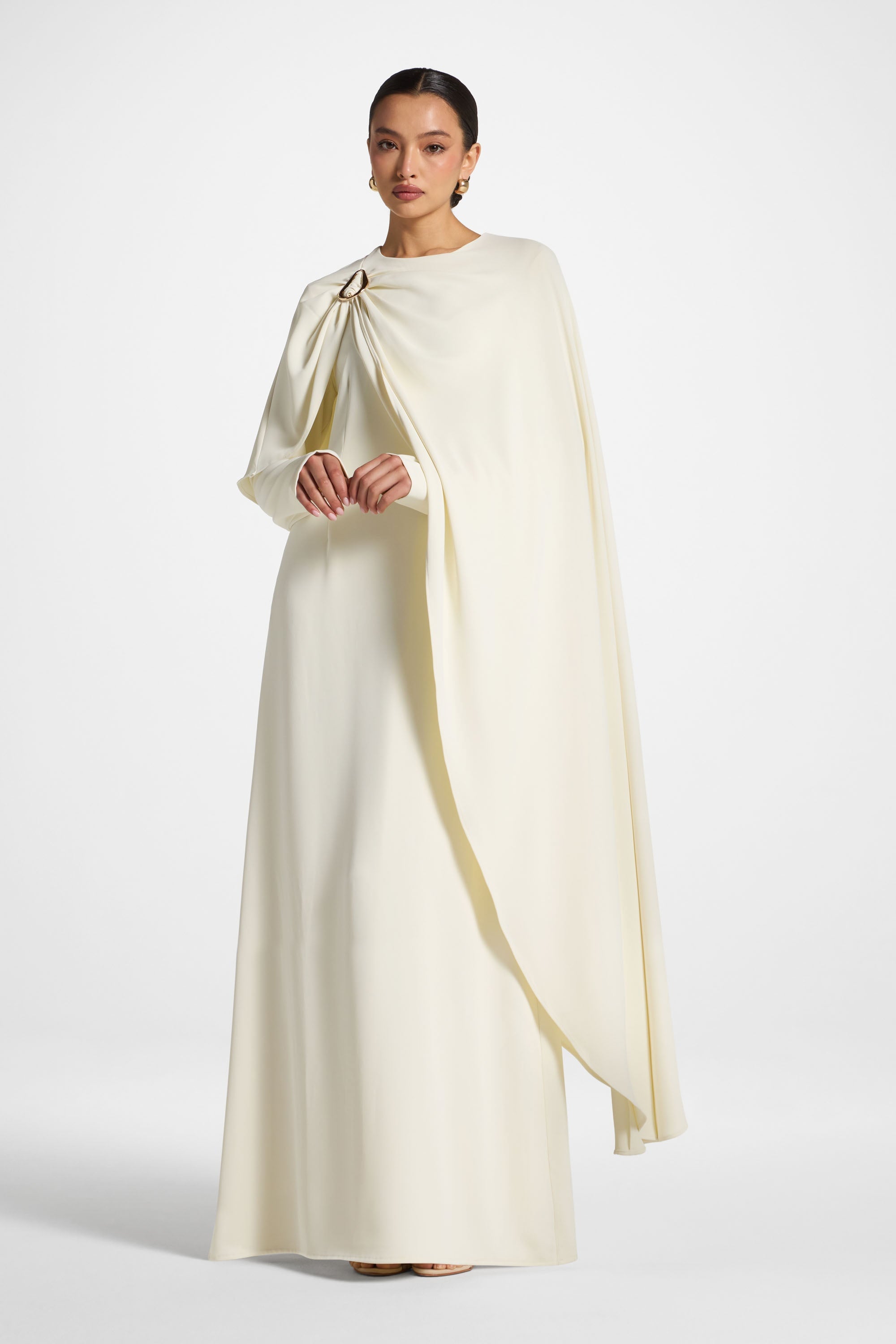 Asymmetric Cape Maxi Dress - Moonlight Abayas Veiled 