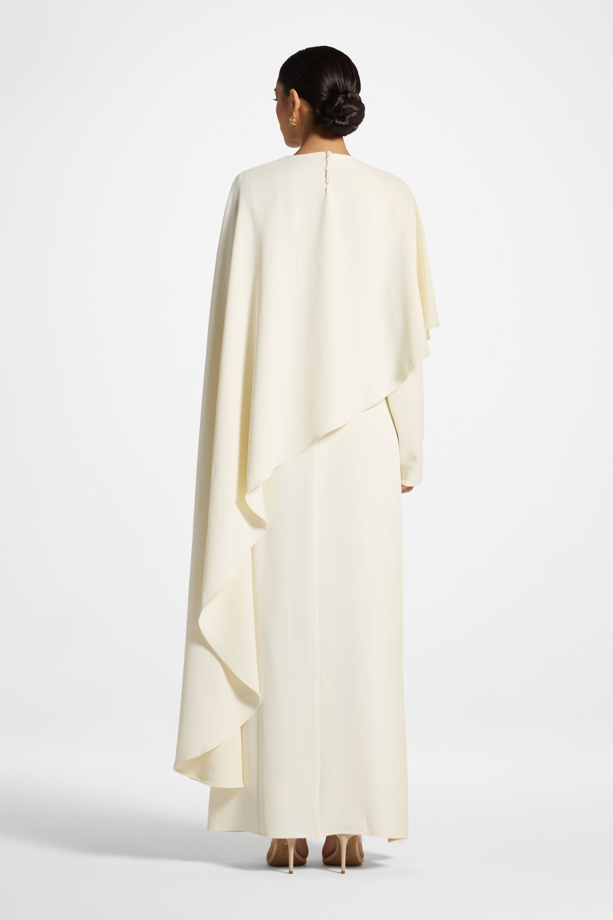 Asymmetric Cape Maxi Dress - Moonlight Abayas Veiled 