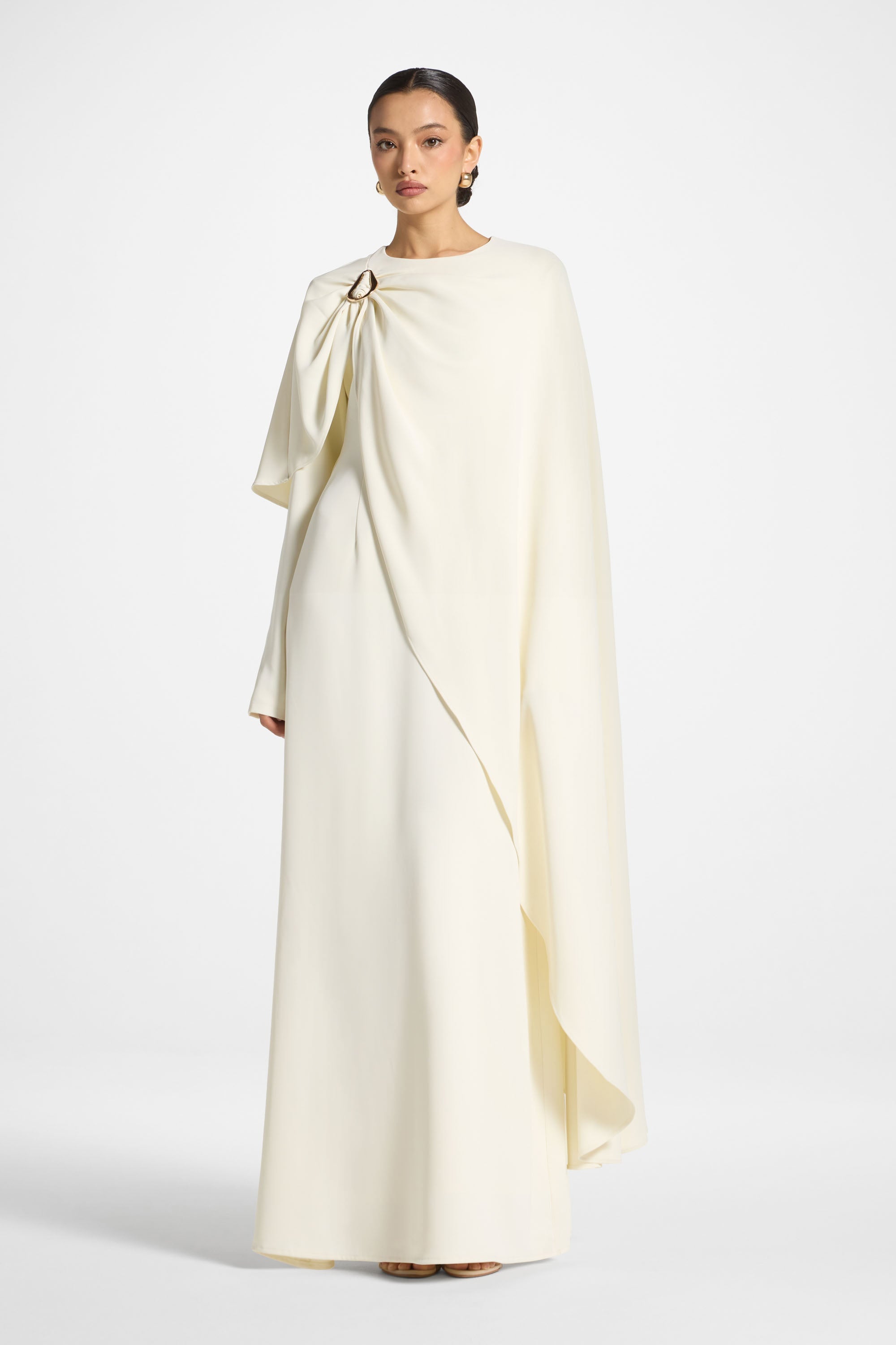 Asymmetric Cape Maxi Dress - Moonlight Abayas Veiled 