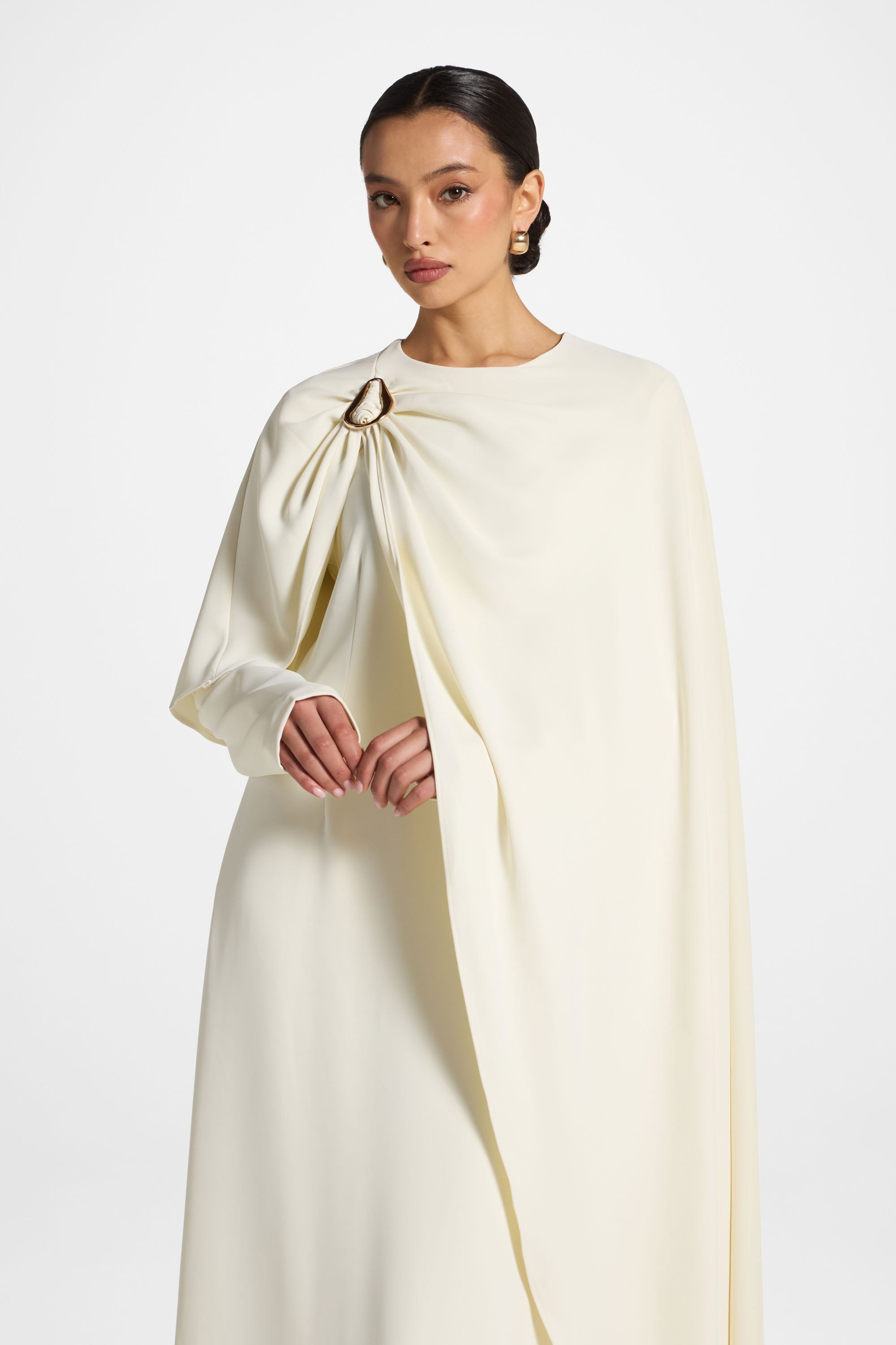 Asymmetric Cape Maxi Dress - Moonlight Abayas Veiled 