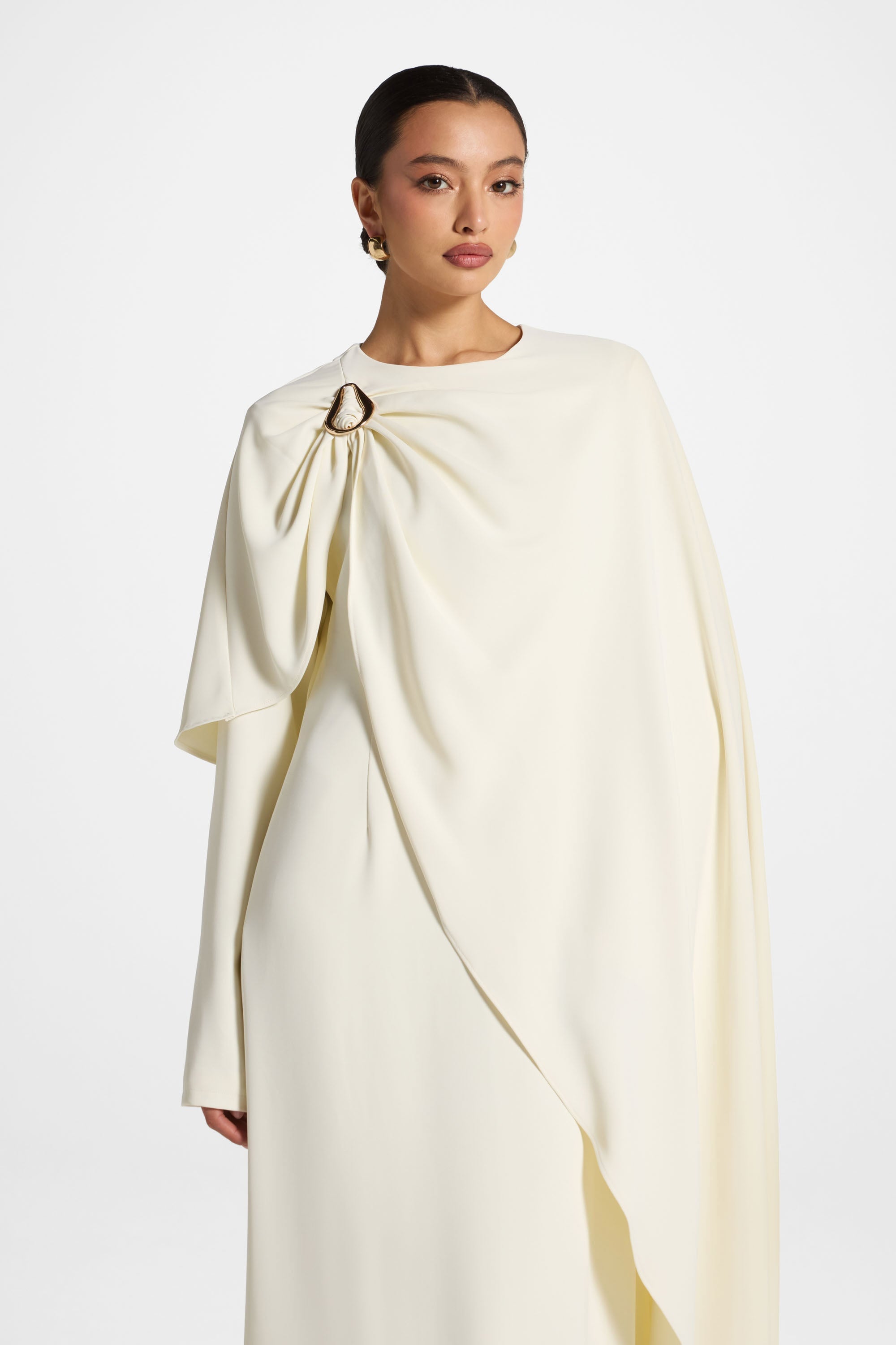 Asymmetric Cape Maxi Dress - Moonlight Abayas Veiled 