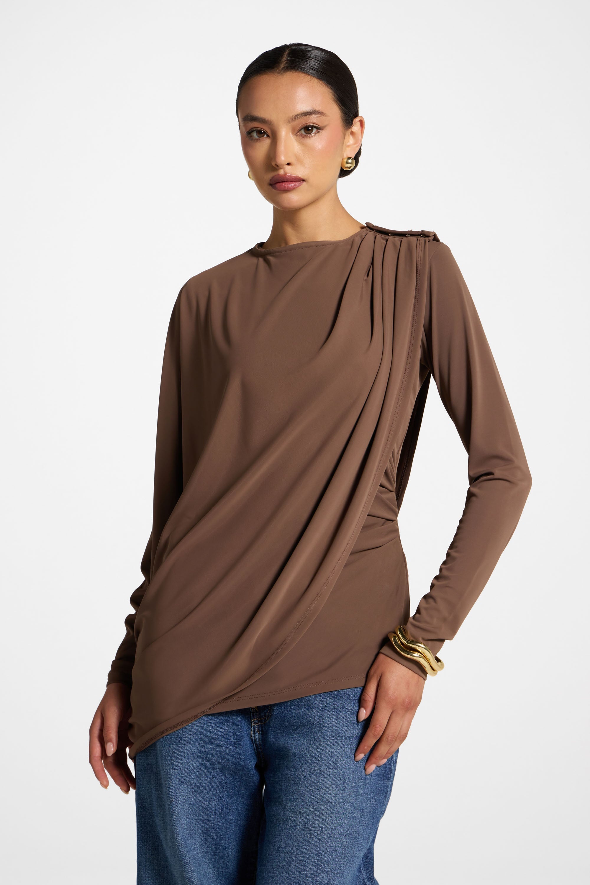 Asymmetric Cape Top - Coffee Quartz Abayas Veiled 