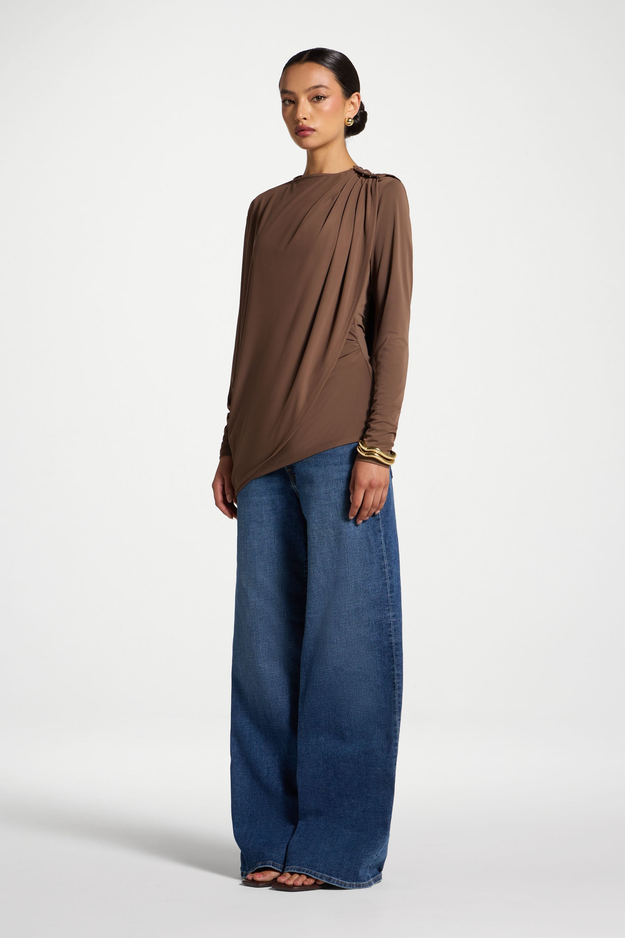 Asymmetric Cape Top - Coffee Quartz Abayas Veiled 