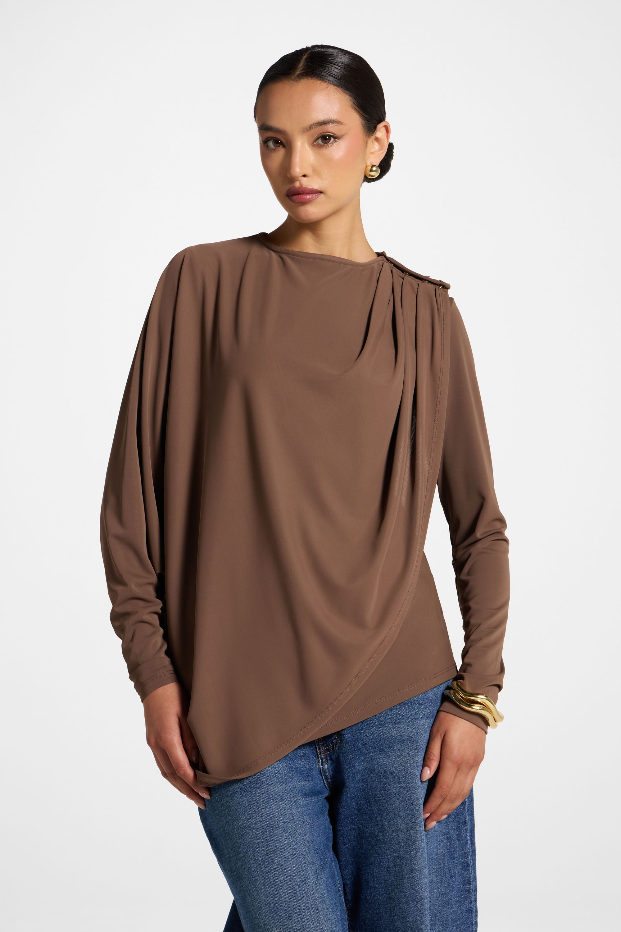 Asymmetric Cape Top - Coffee Quartz Abayas Veiled 