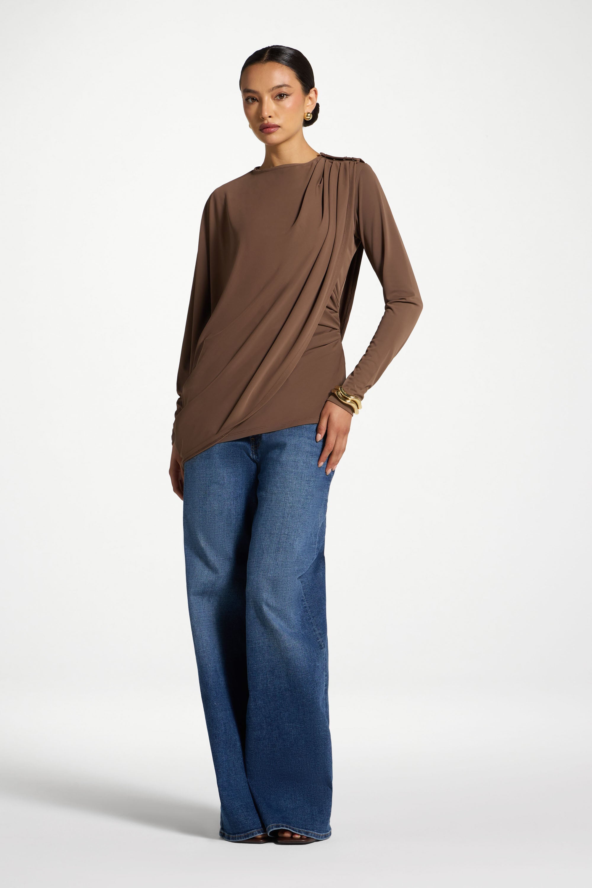 Asymmetric Cape Top - Coffee Quartz Abayas Veiled 