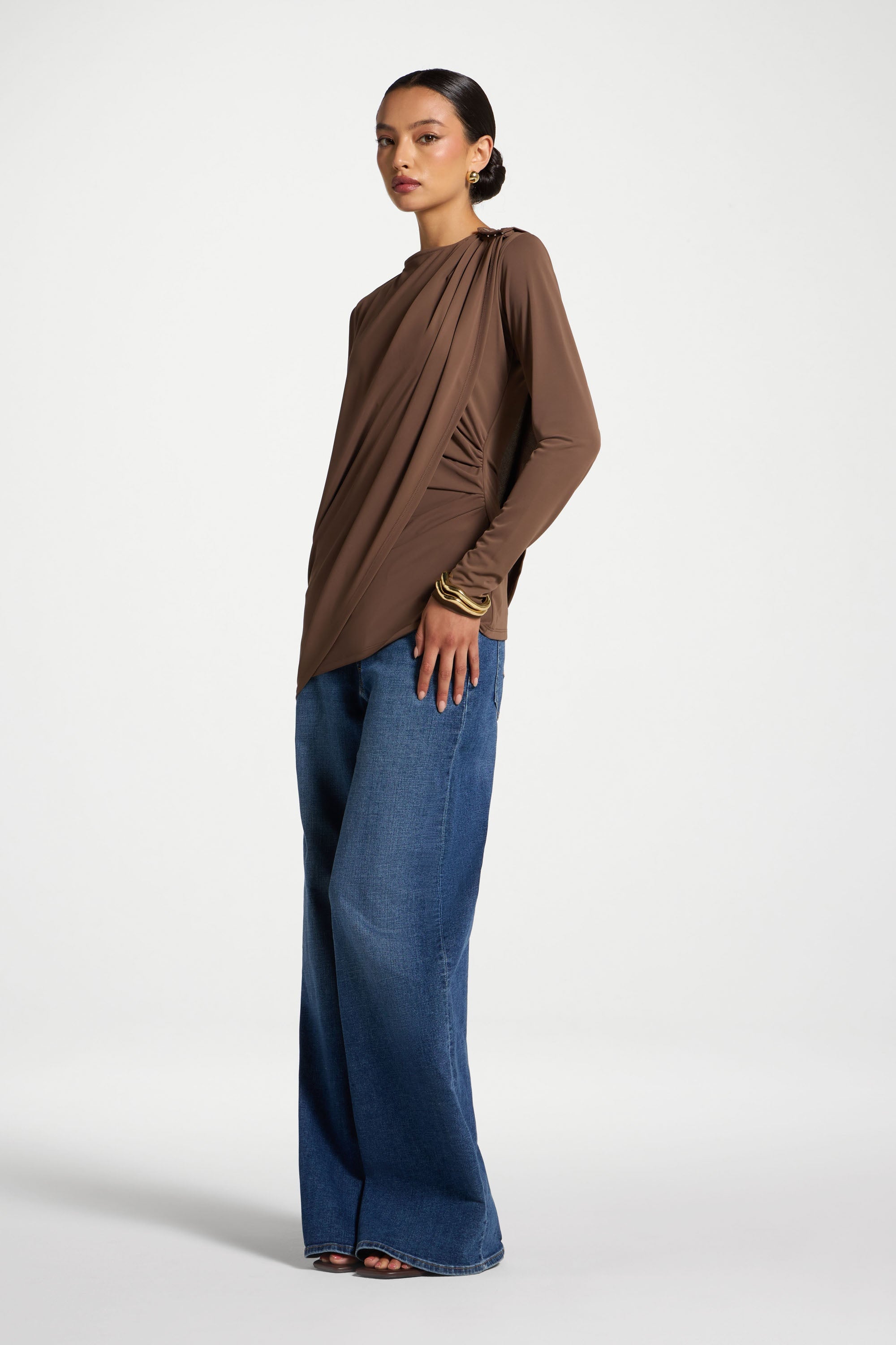 Asymmetric Cape Top - Coffee Quartz Abayas Veiled 
