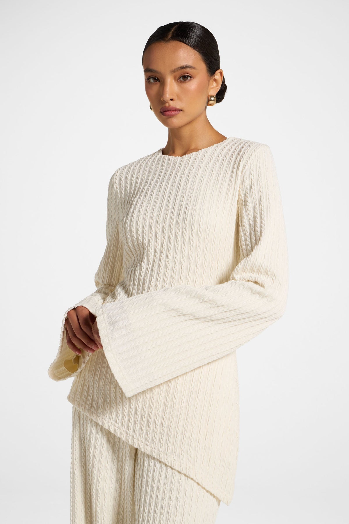 Asymmetric Cotton Blend Top - Sand Top Veiled 