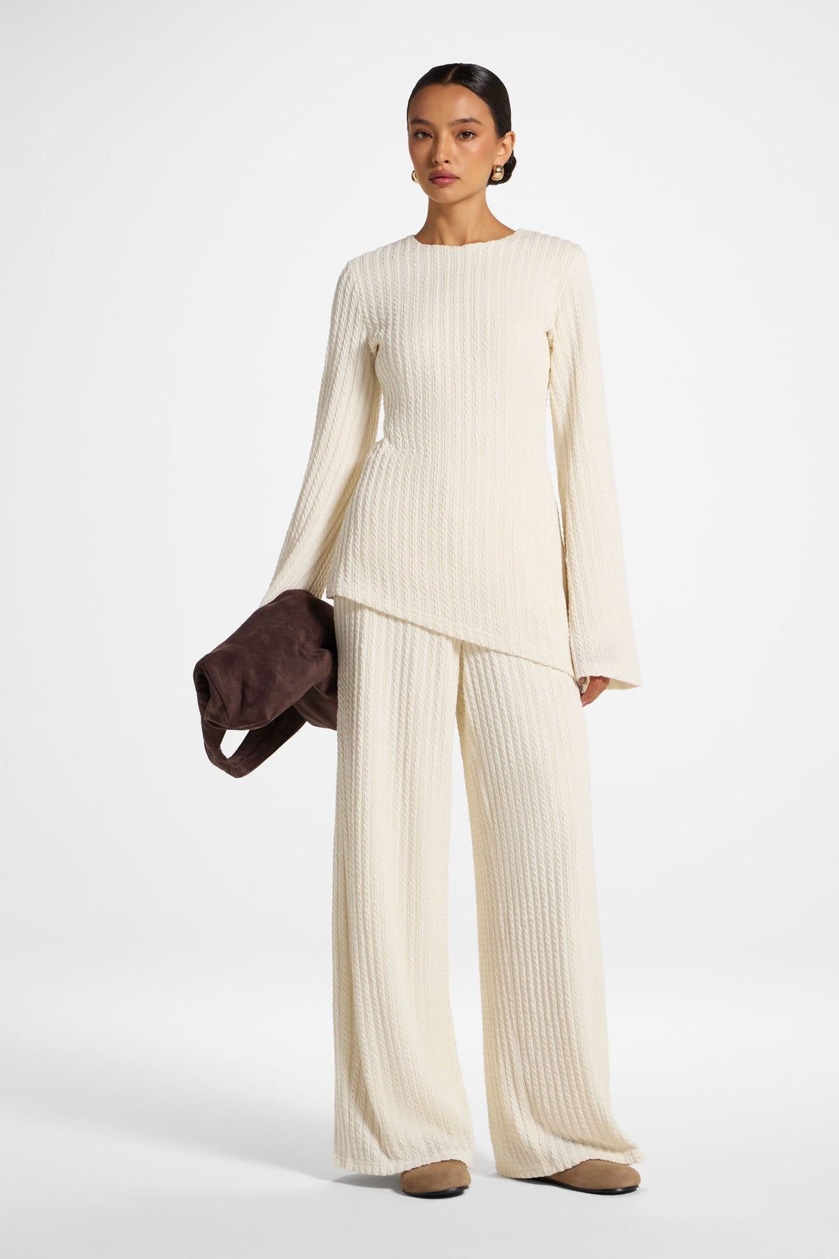 Asymmetric Cotton Blend Top - Sand Top Veiled 