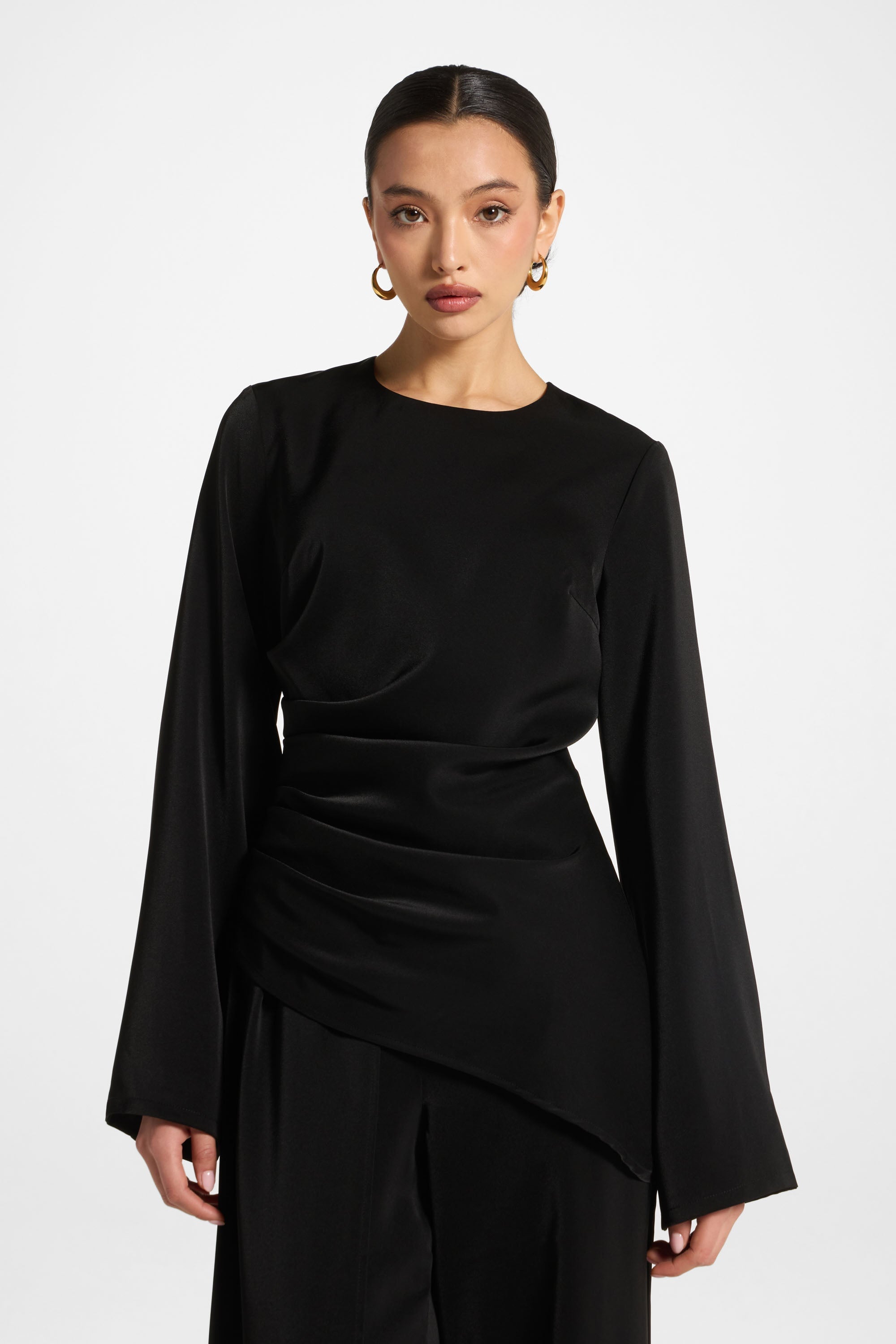 Asymmetric Drape Top - Black Abayas Veiled 