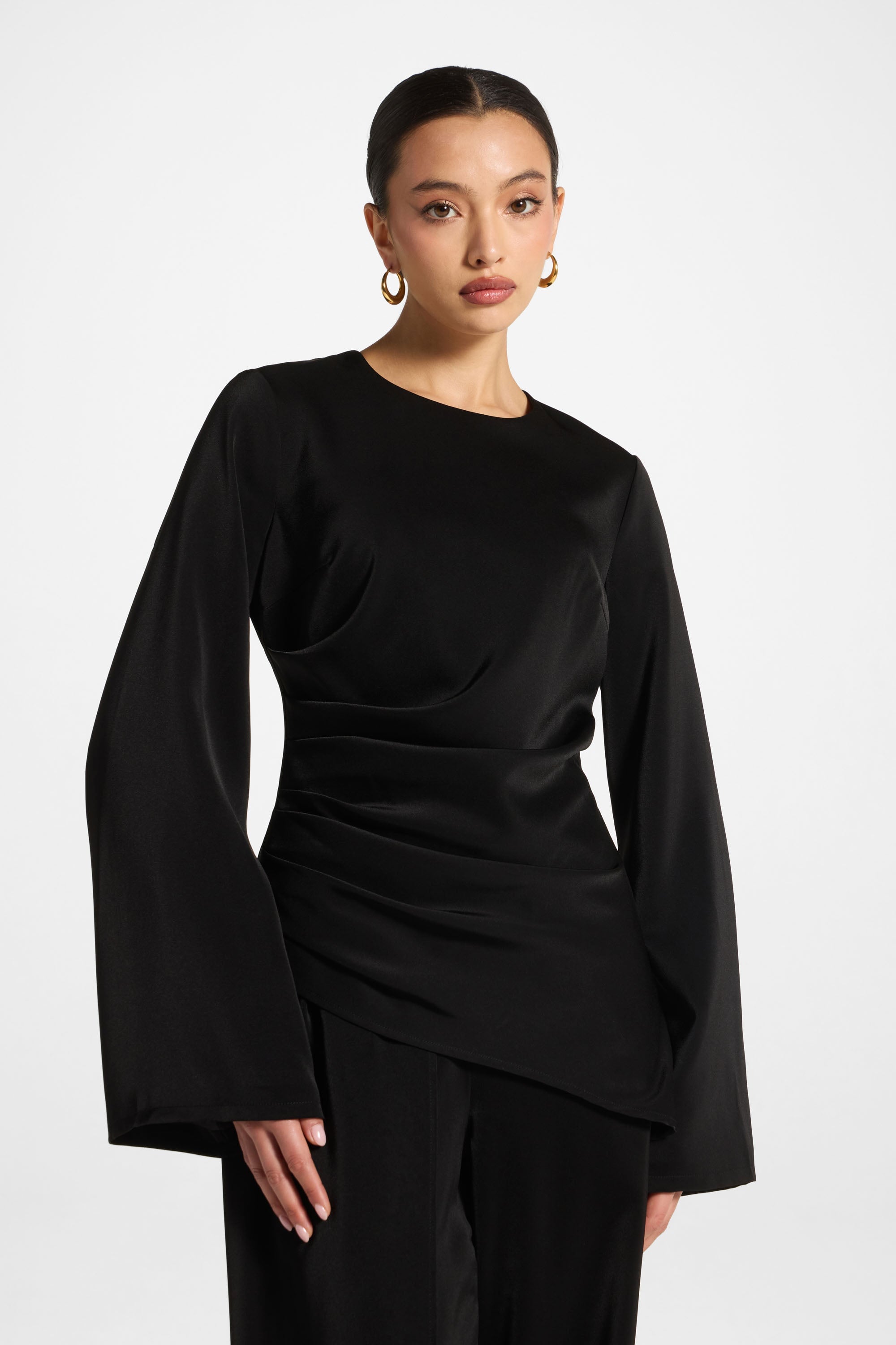Asymmetric Drape Top - Black Abayas Veiled 