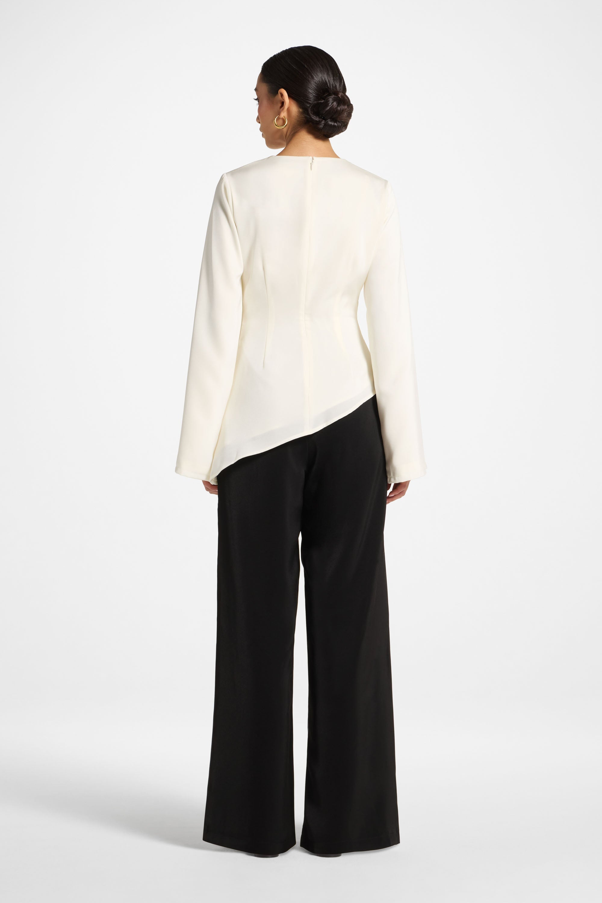 Asymmetric Drape Top - White Abayas Veiled 