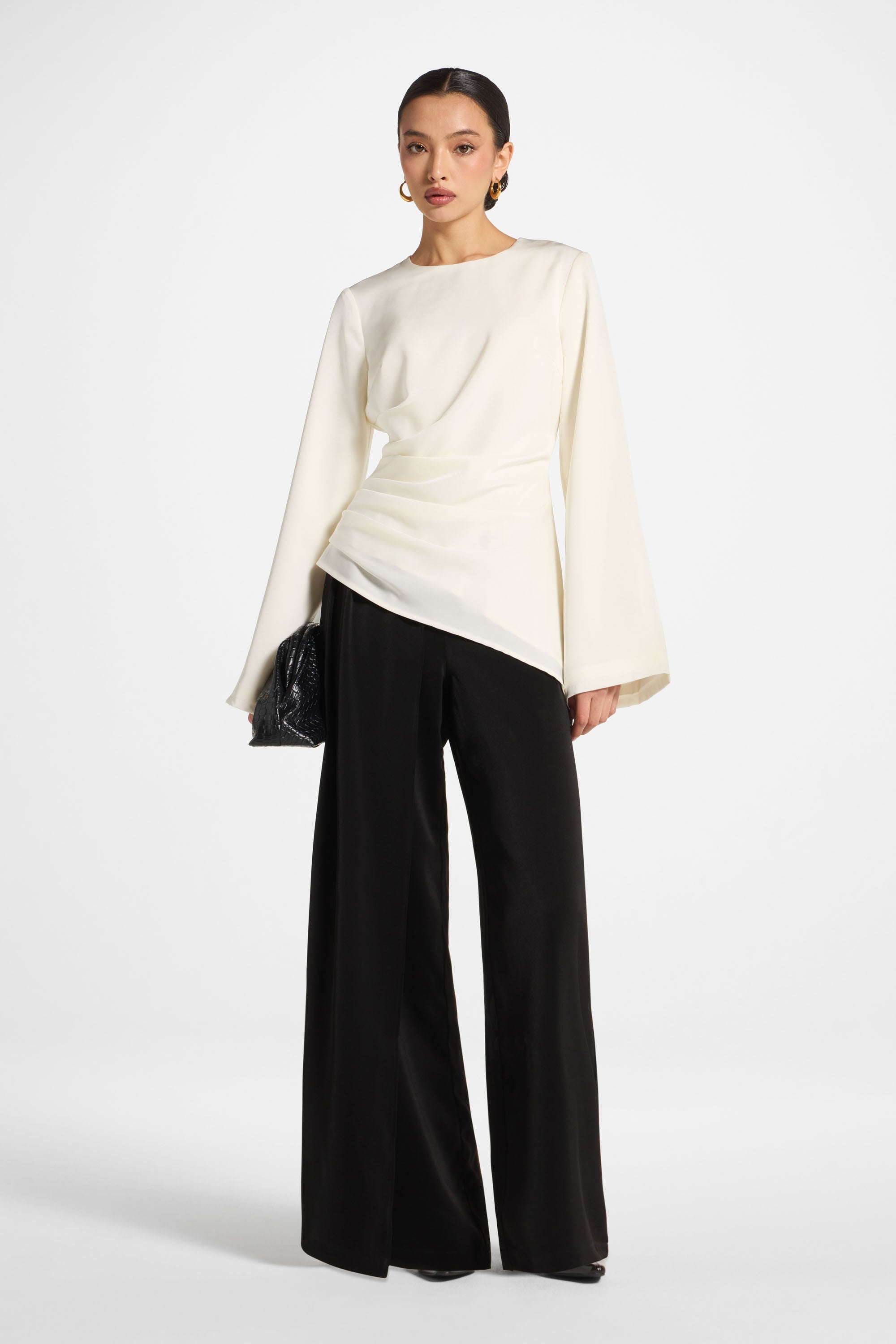 Asymmetric Drape Top - White Abayas Veiled 