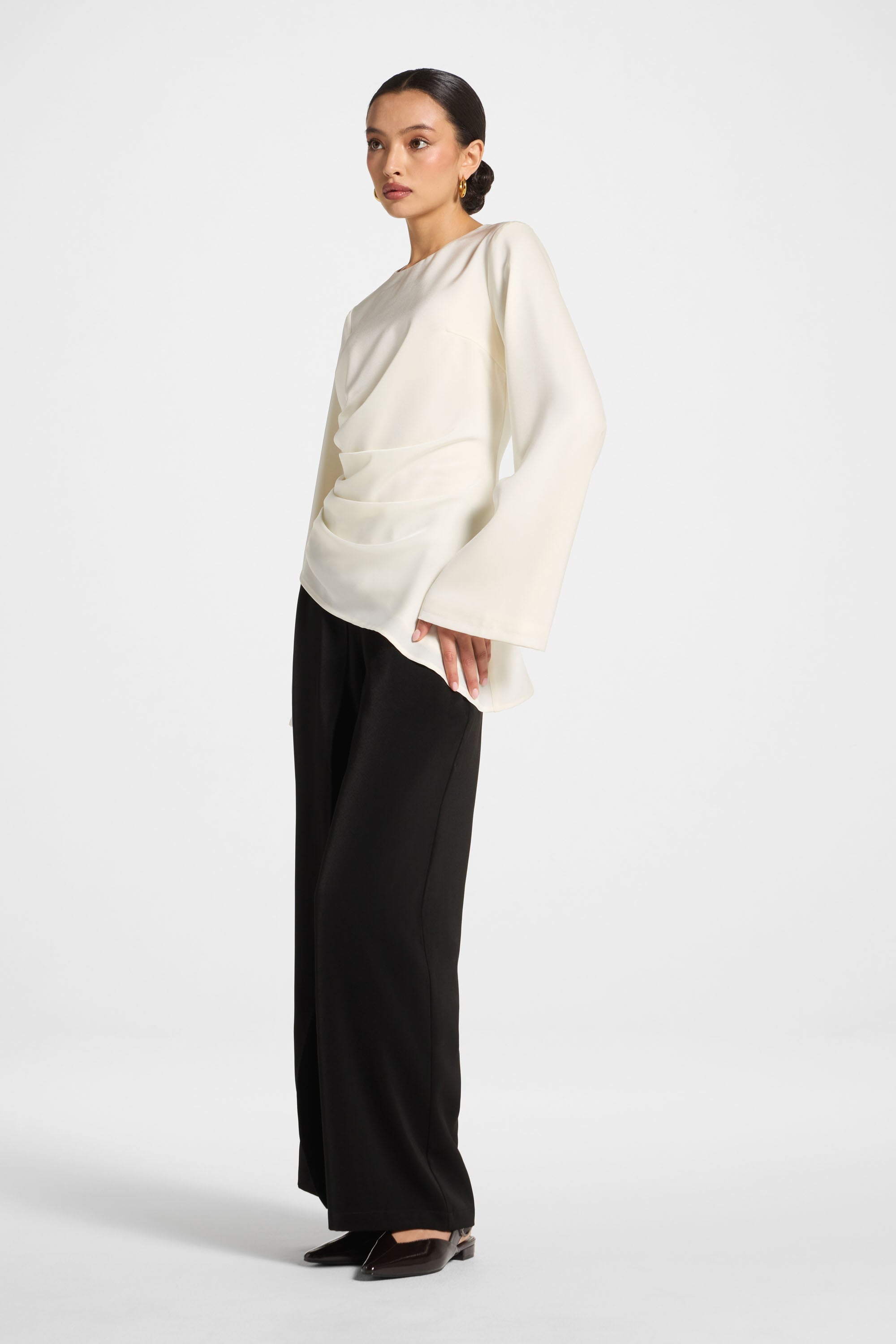 Asymmetric Drape Top - White Abayas Veiled 