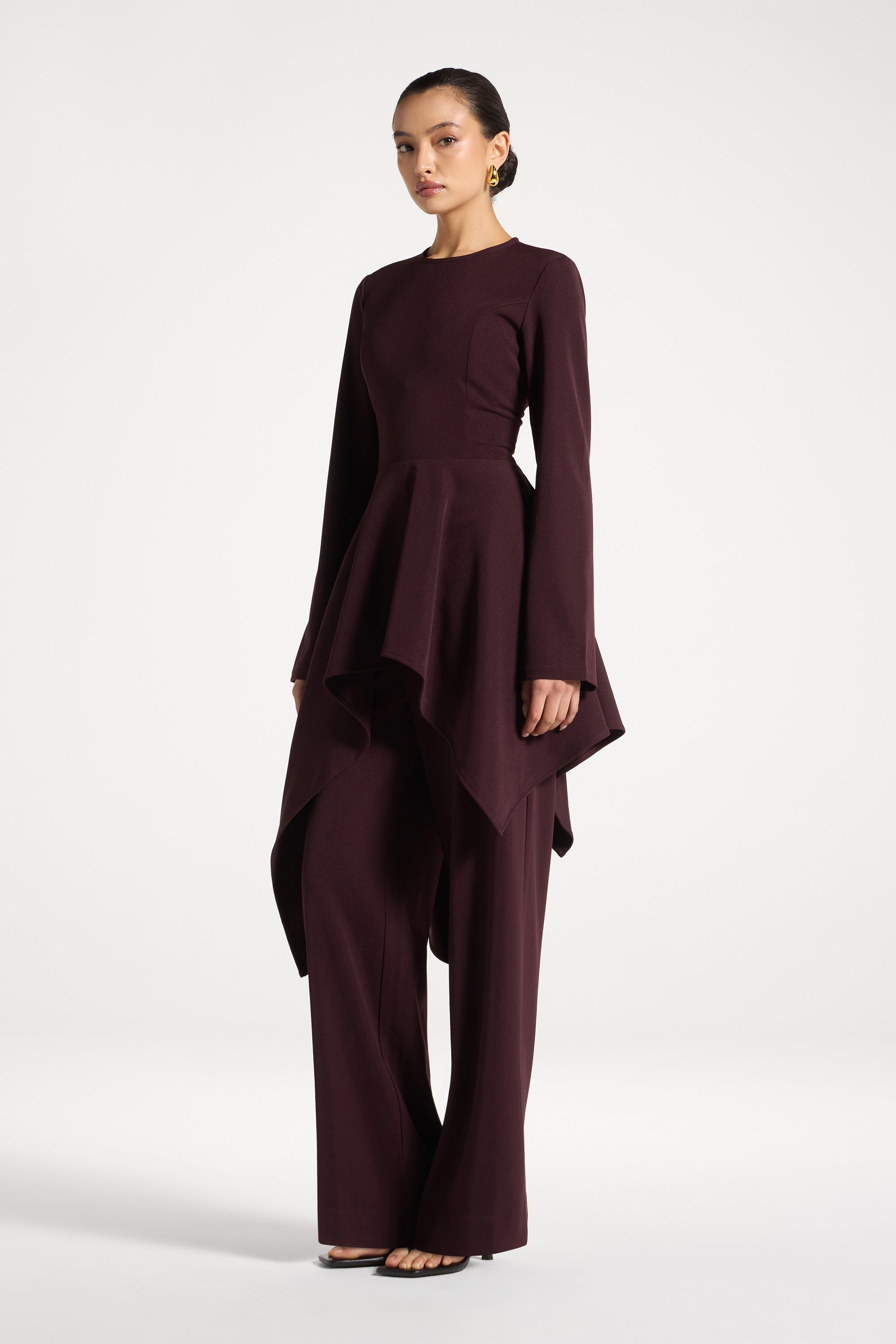 Asymmetric Lace Up Back Top - Chocolate Truffle Tops Veiled 