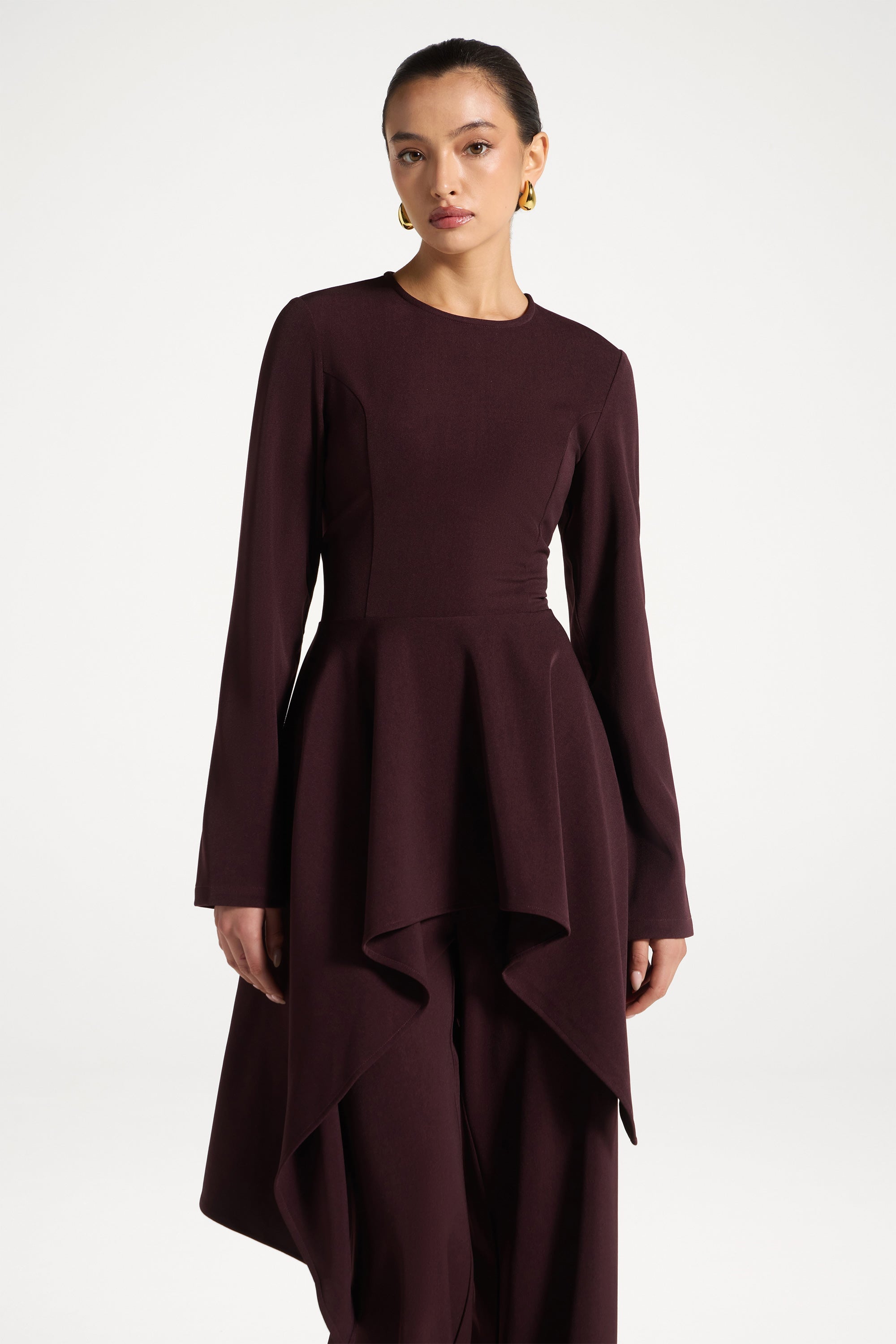 Asymmetric Lace Up Back Top - Chocolate Truffle Tops Veiled 