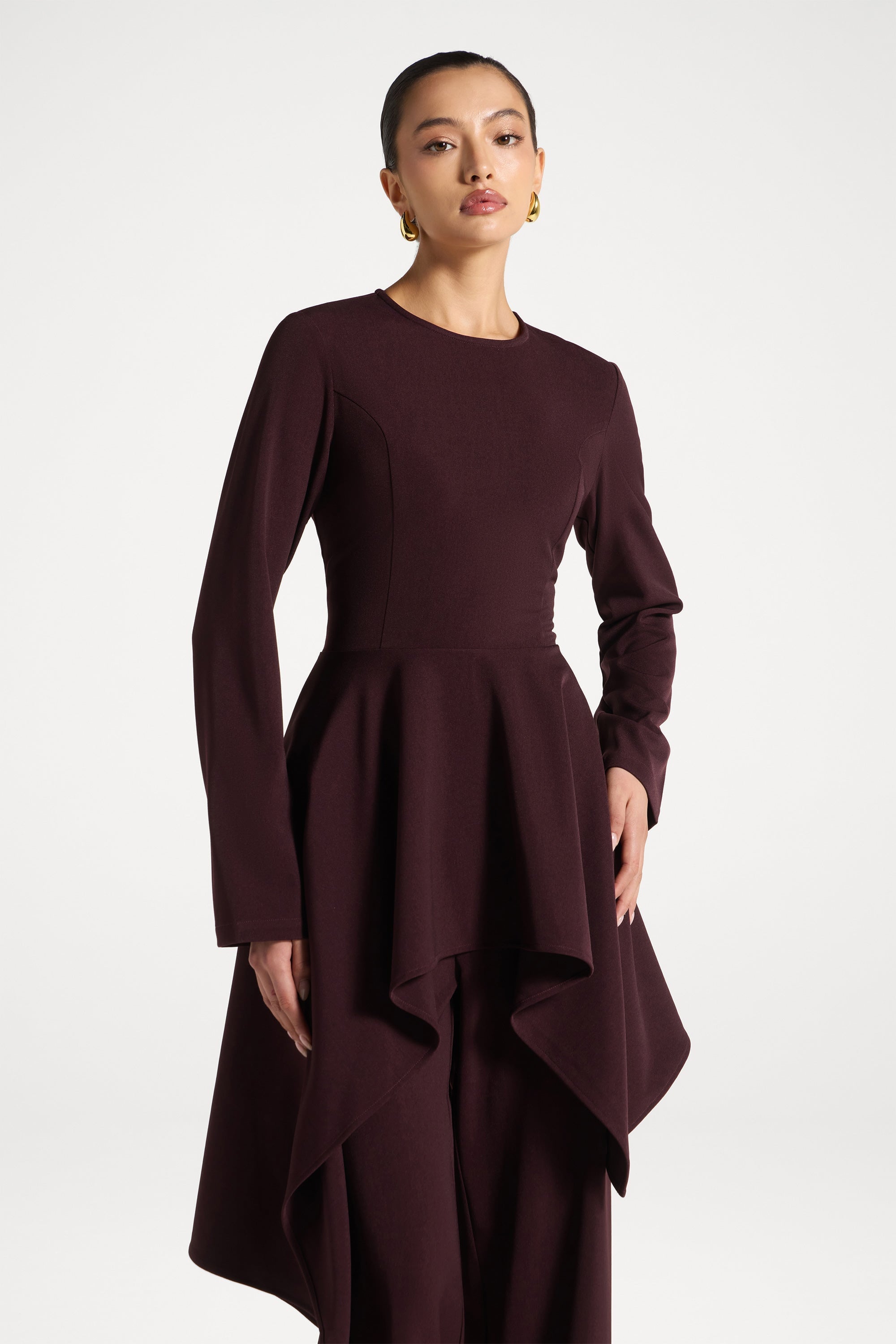 Asymmetric Lace Up Back Top - Chocolate Truffle Tops Veiled 