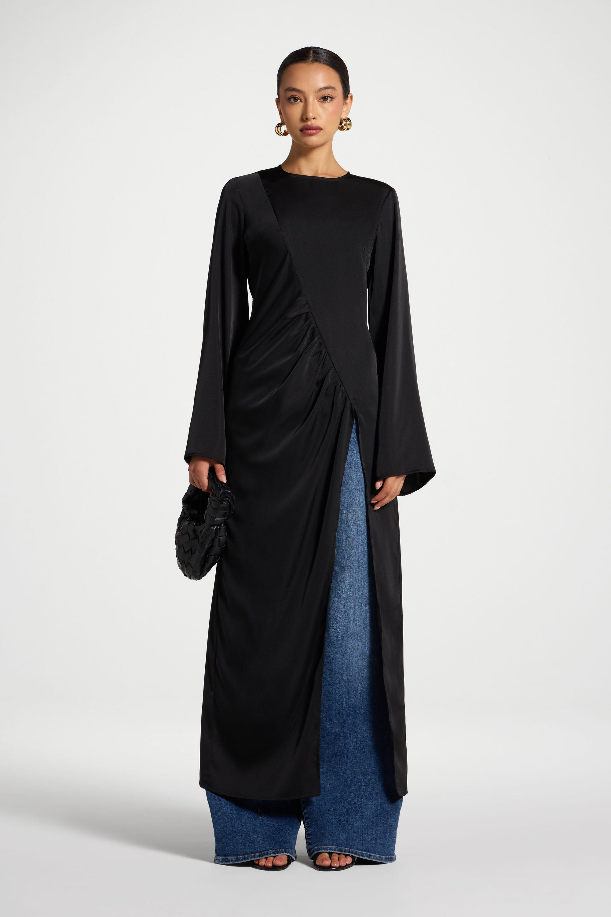 Asymmetric Midi Top - Black Abayas Veiled 