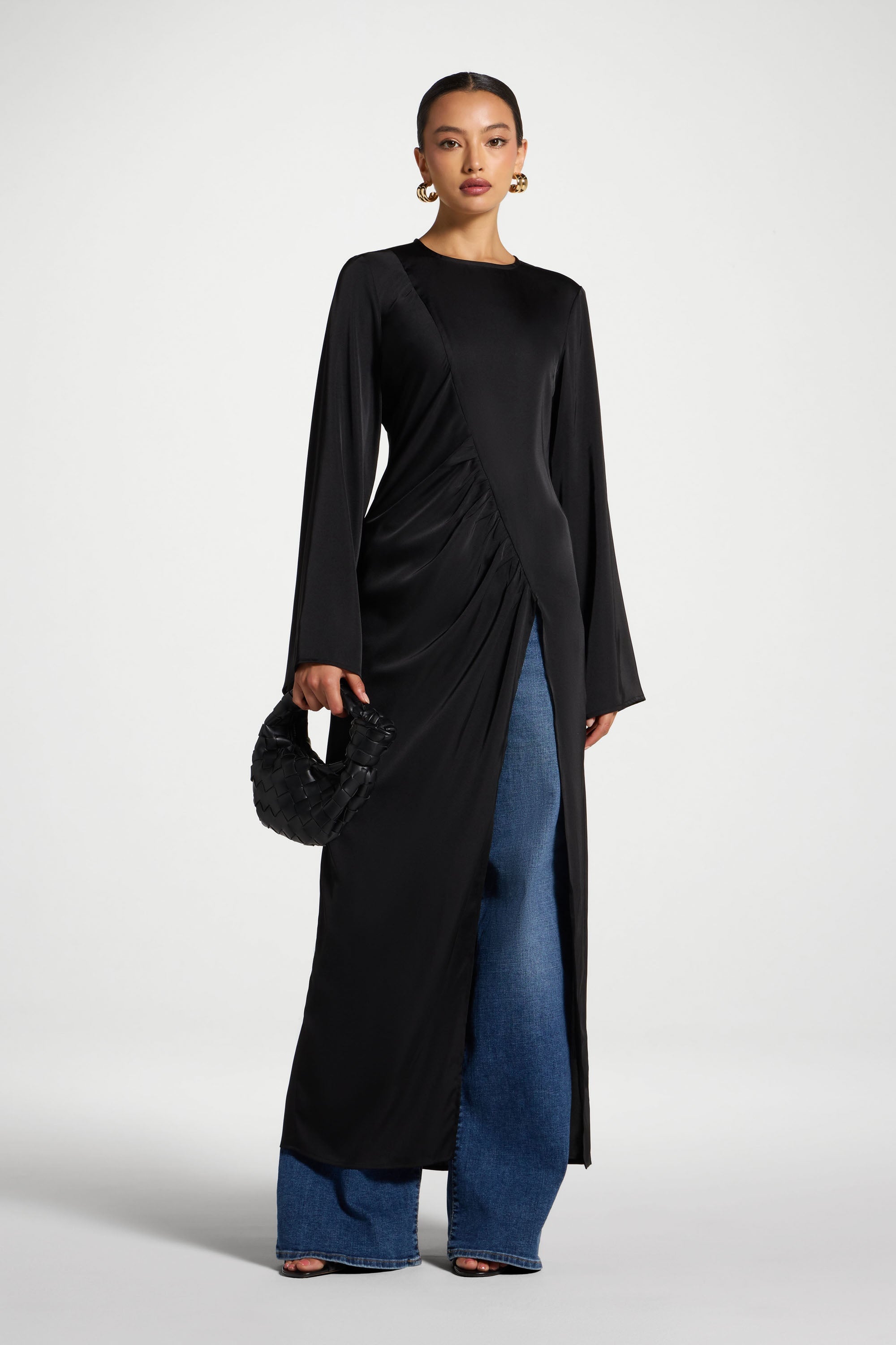 Asymmetric Midi Top - Black Abayas Veiled 
