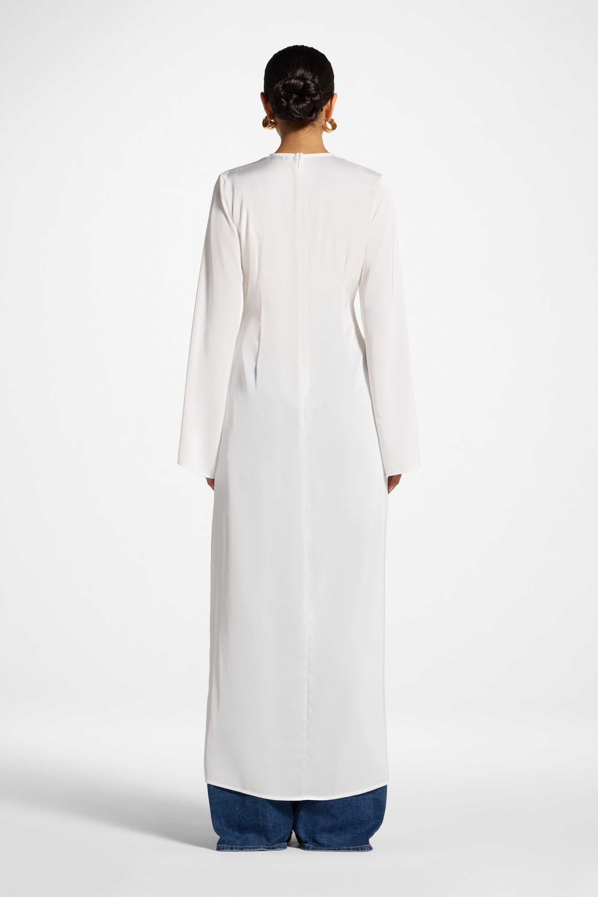Asymmetric Midi Top - White Abayas Veiled 