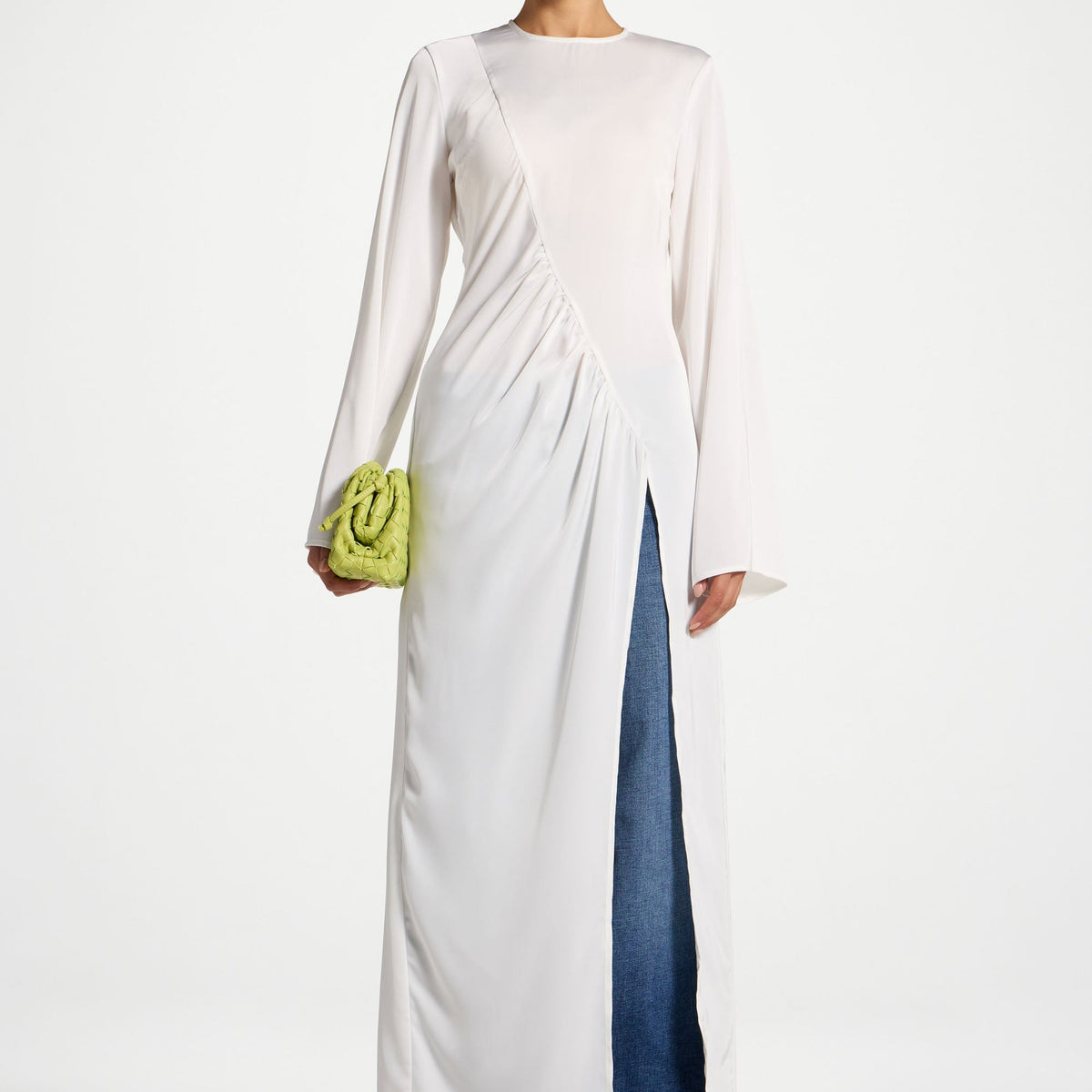 white asymmetric midi dress Asymmetric Midi Top