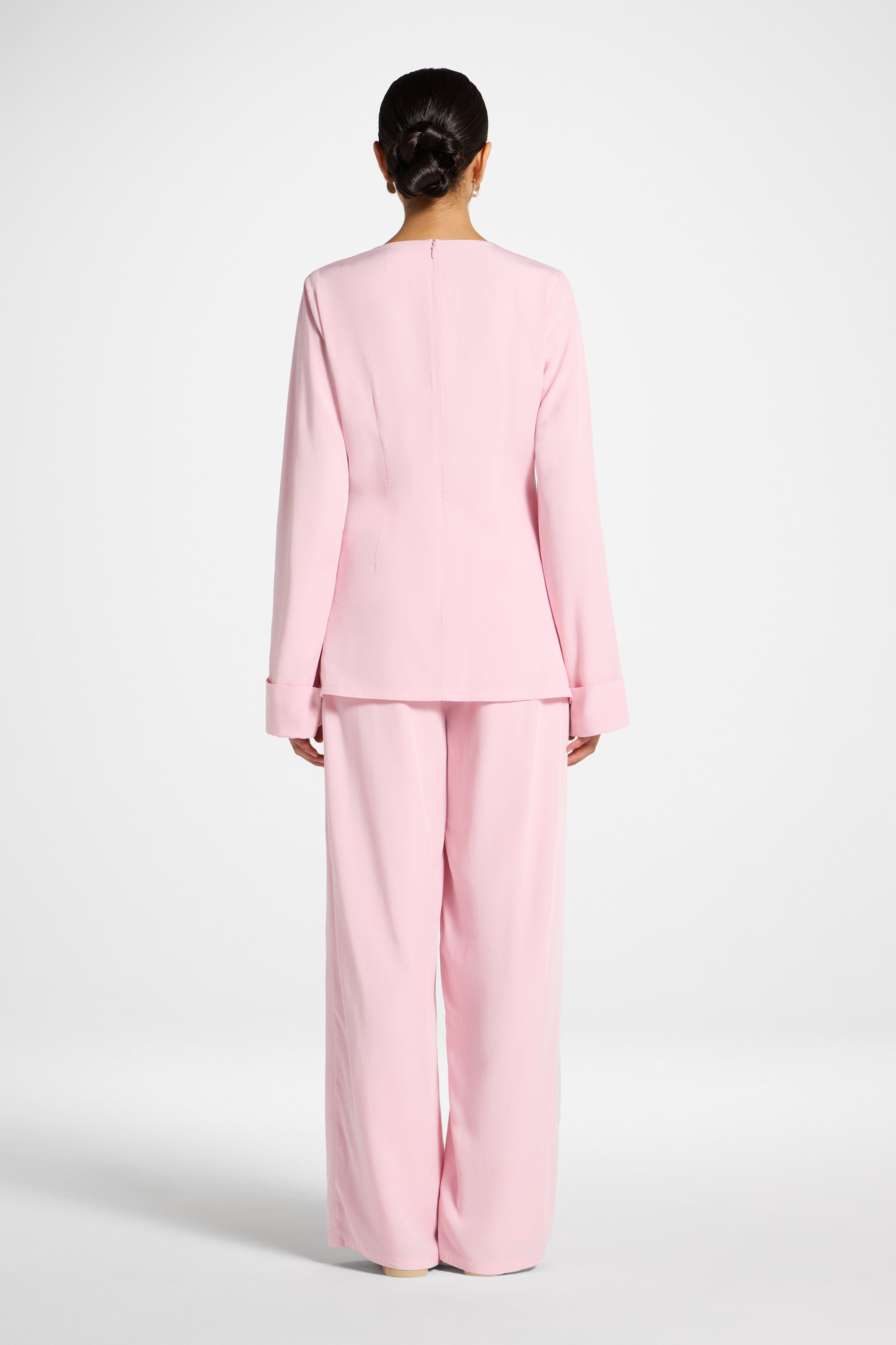 Asymmetric Pleated Top - Baby Pink Abayas Veiled 