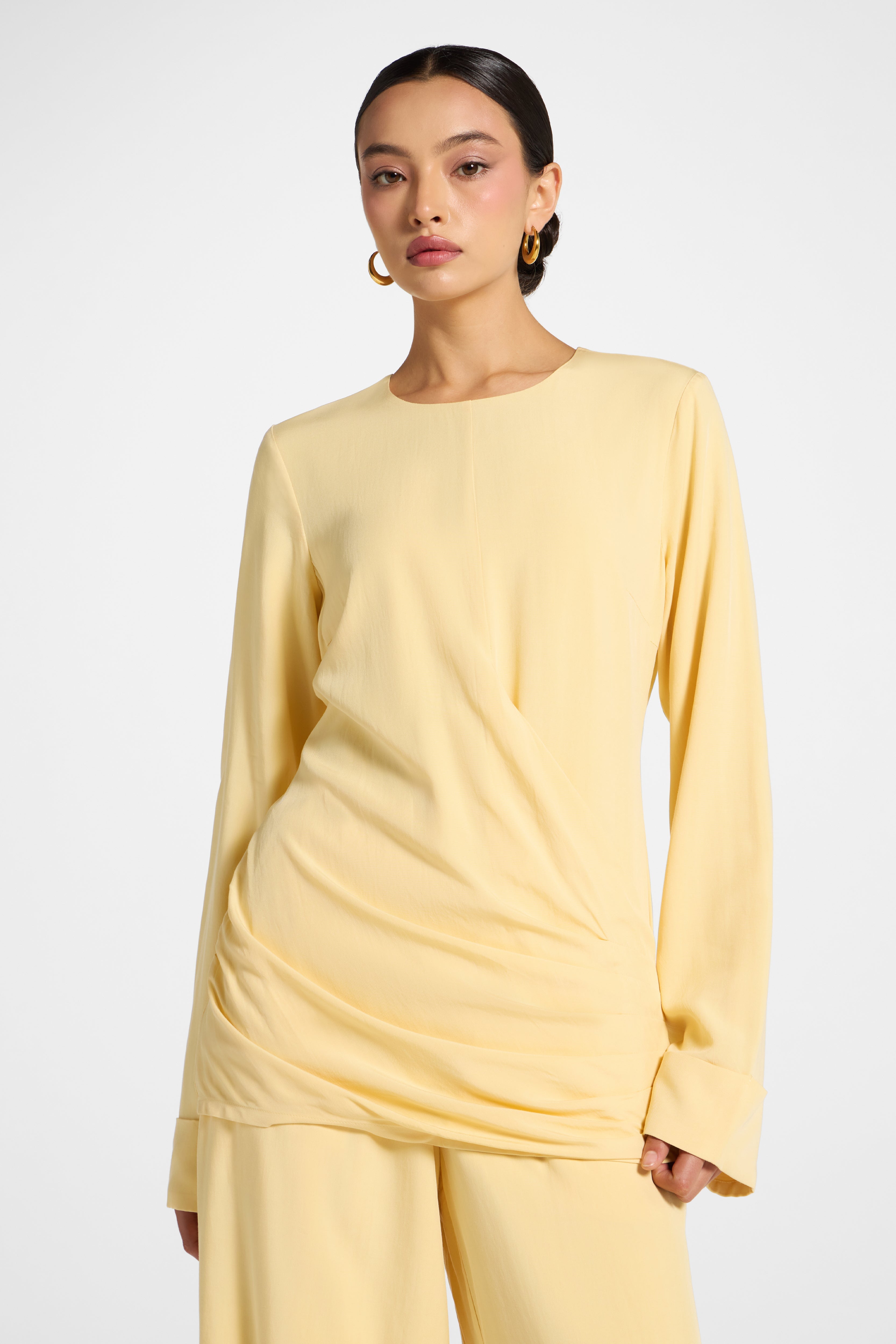 Asymmetric Pleated Top - Banana Abayas Veiled 