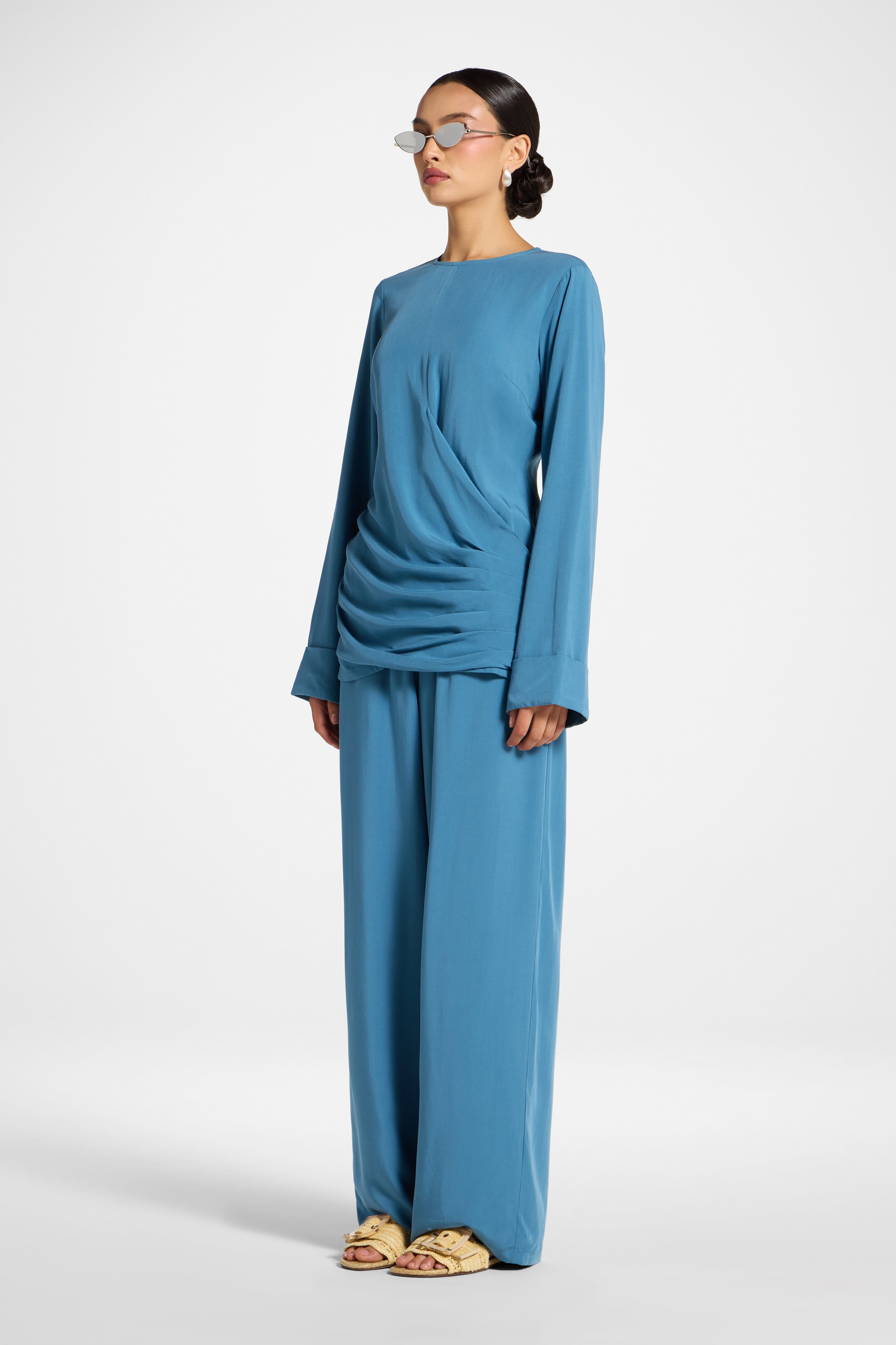 Asymmetric Pleated Top - Sea Abayas Veiled 