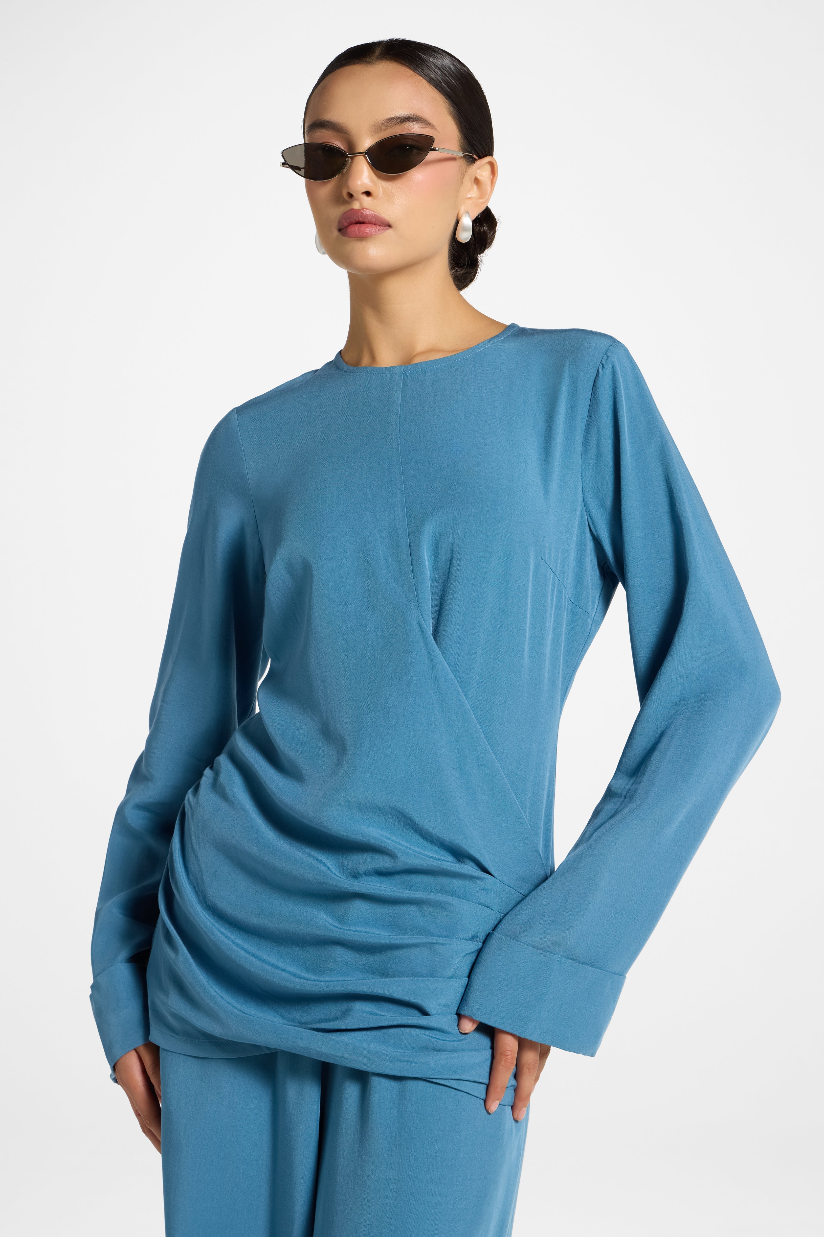 Asymmetric Pleated Top - Sea Abayas Veiled 