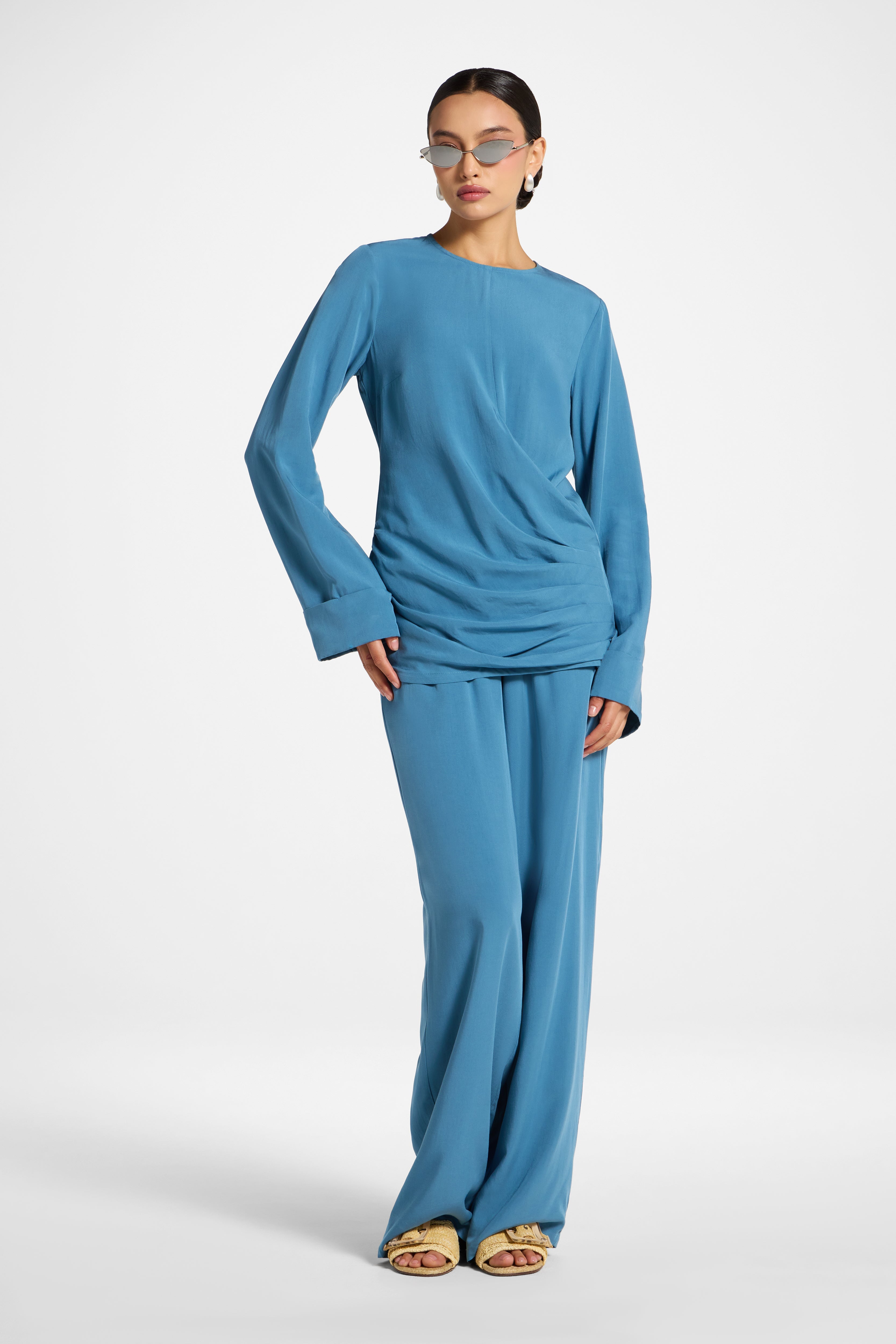Asymmetric Pleated Top - Sea Abayas Veiled 