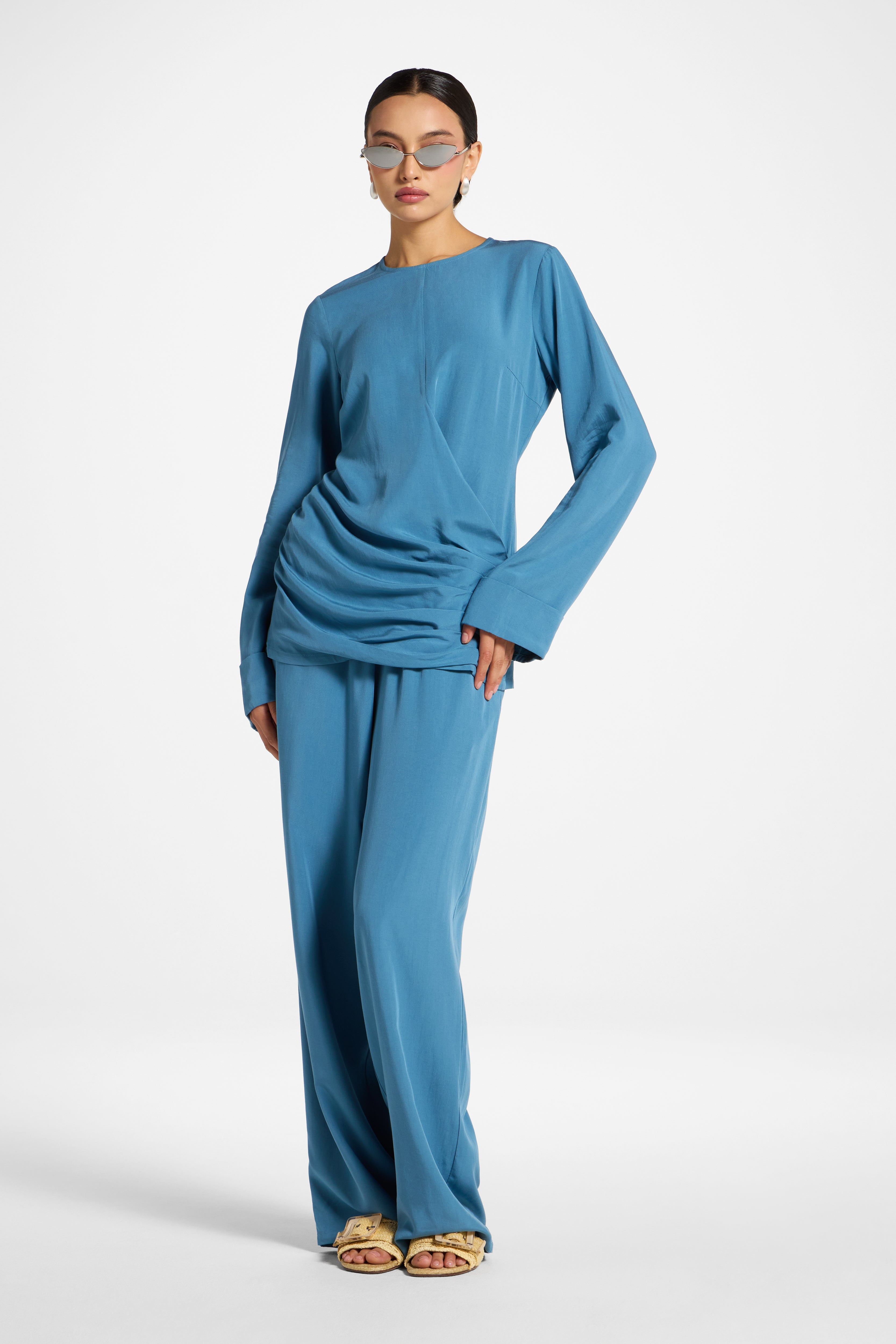 Asymmetric Pleated Top - Sea Abayas Veiled 