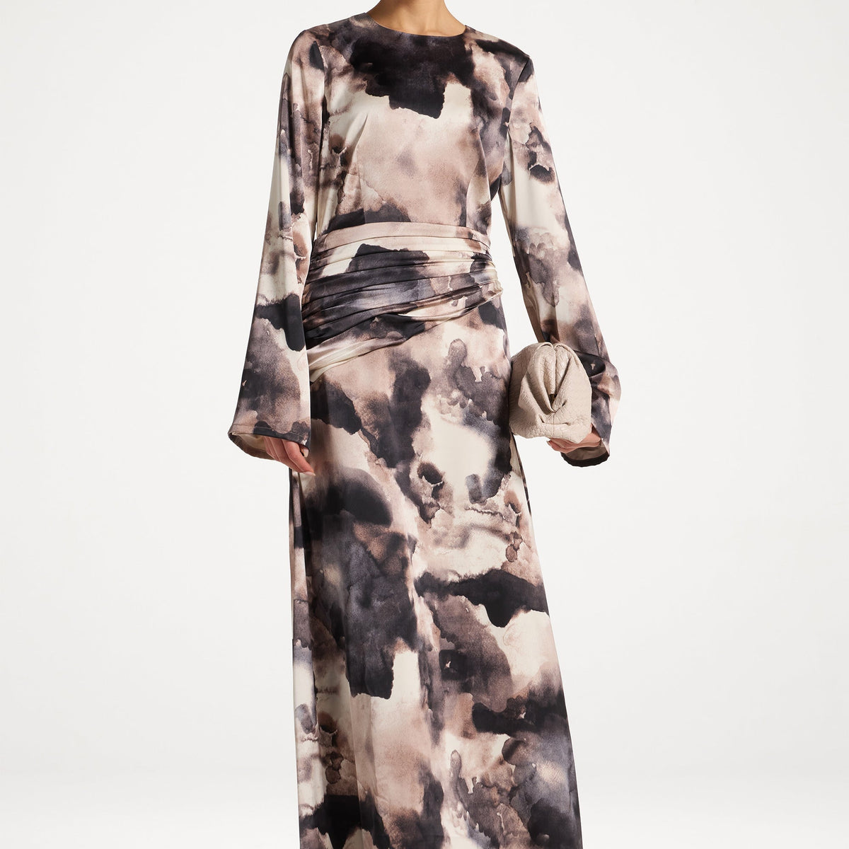 Asymmetric Pleated Waist Maxi Dress XS / 56" Asymmetric Pleated Waist Maxi Dress XS / 56"