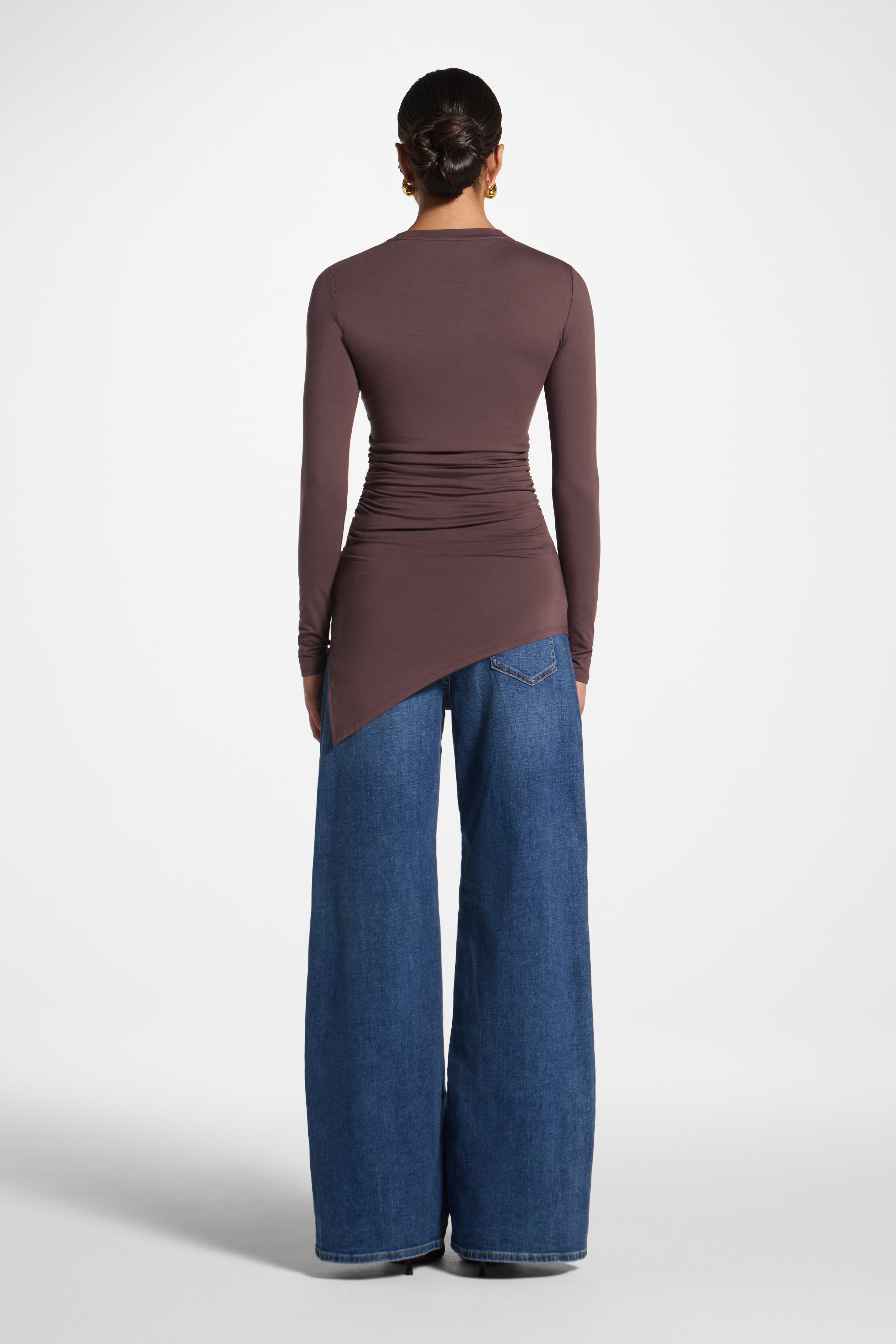 Asymmetric Rouched Bamboo Top - Peppercorn Abayas Veiled 