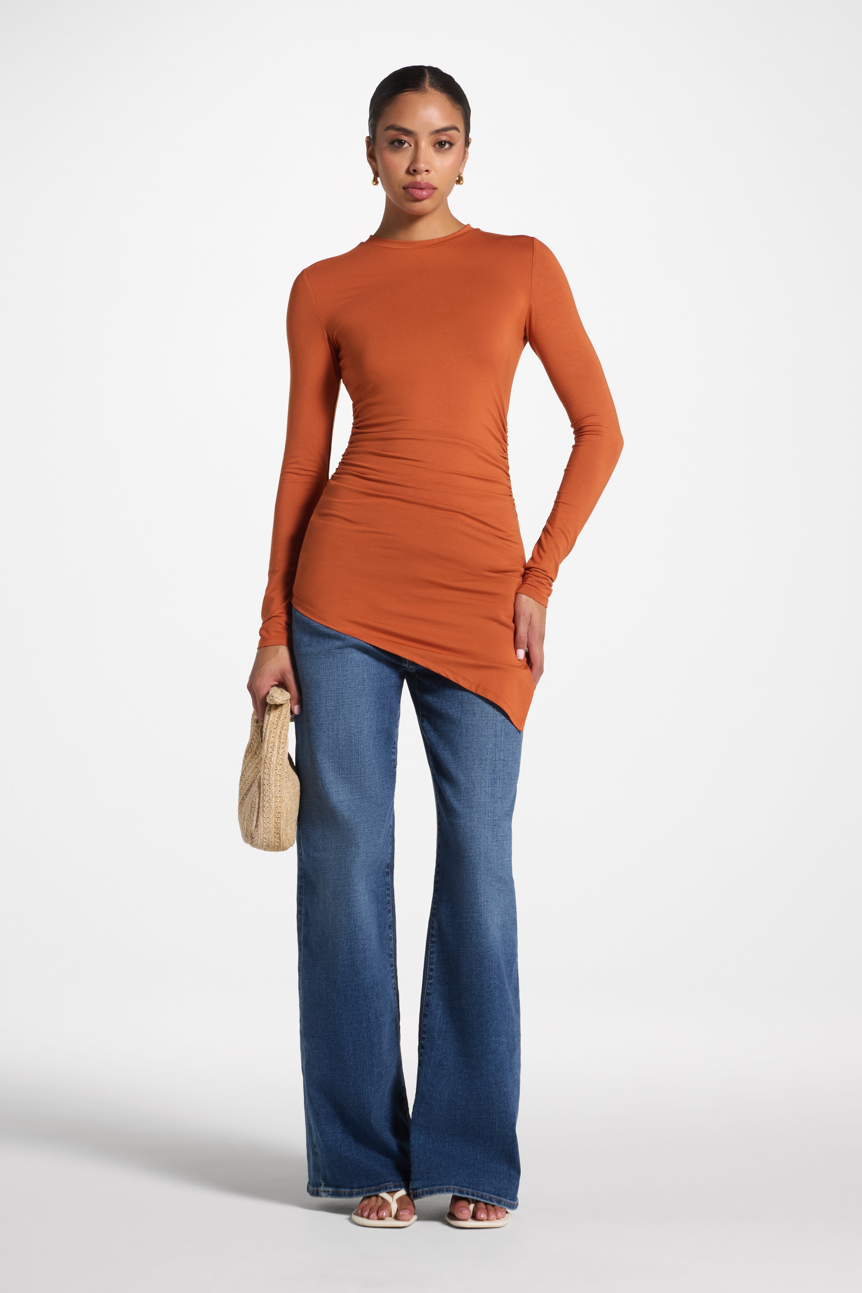 Asymmetric Rouched Bamboo Top - Spice Abayas Veiled 