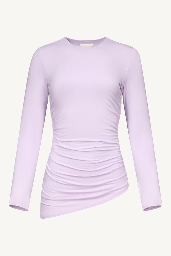 Asymmetric Rouched Jersey Top - Lilac Dresses Veiled 