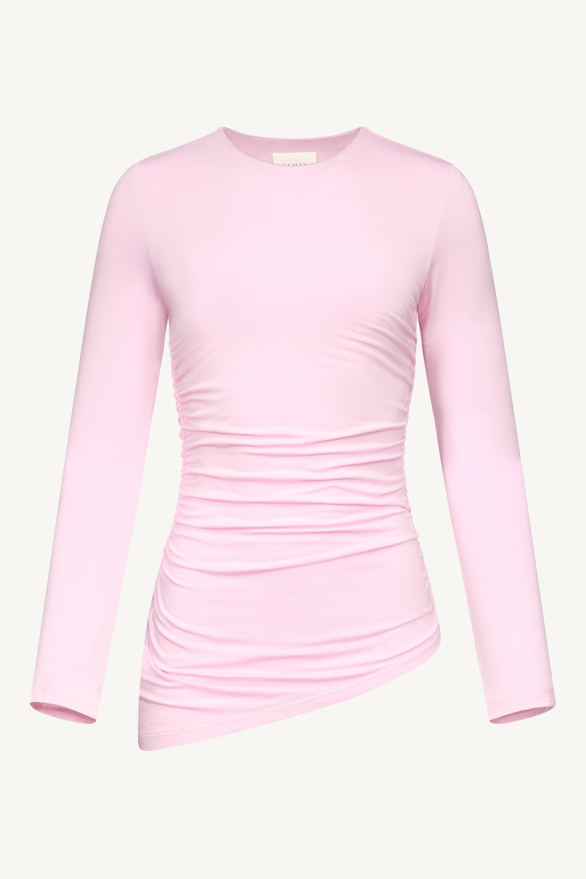 Asymmetric Rouched Jersey Top - Pastel Pink Dresses Veiled 