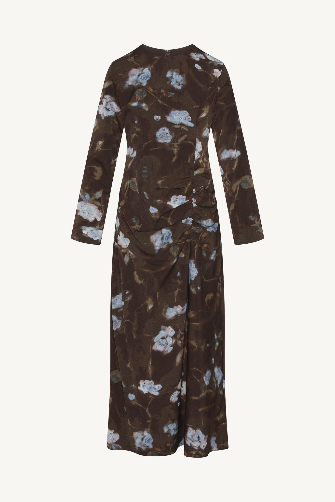 Asymmetric Rouched Maxi Dress - Cocoa Petals Abayas Veiled 