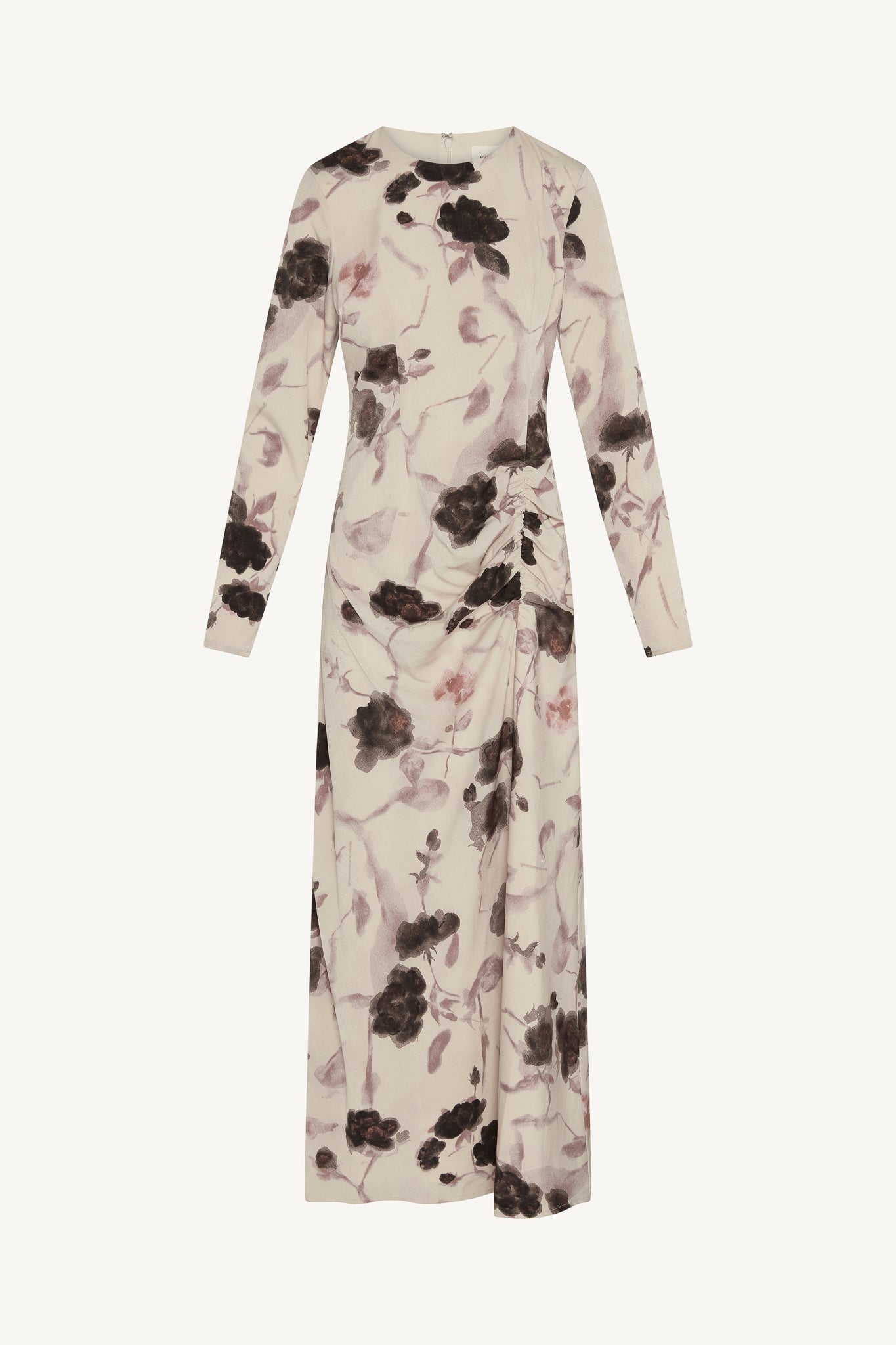 Asymmetric Rouched Maxi Dress - Vanilla Petals Abayas Veiled 