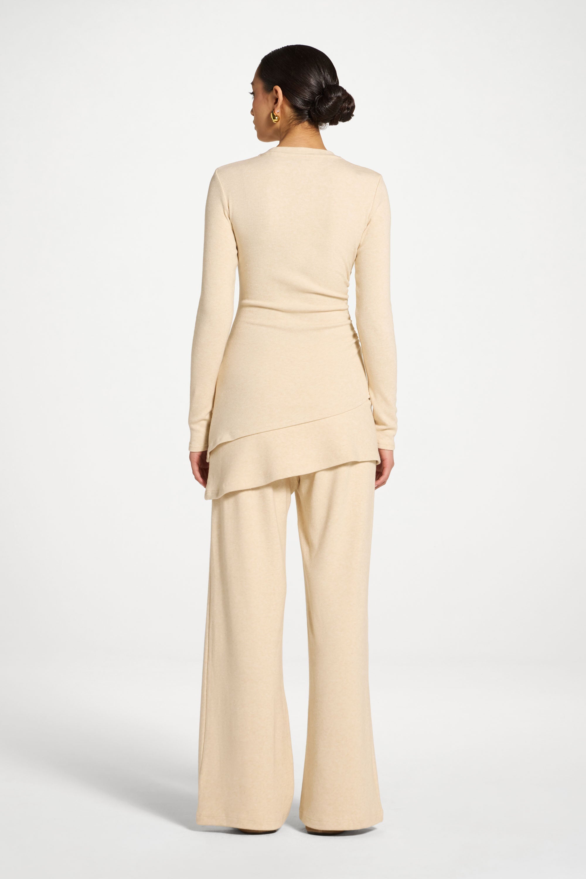 Asymmetric Rouched Top - Beige Abayas Veiled 