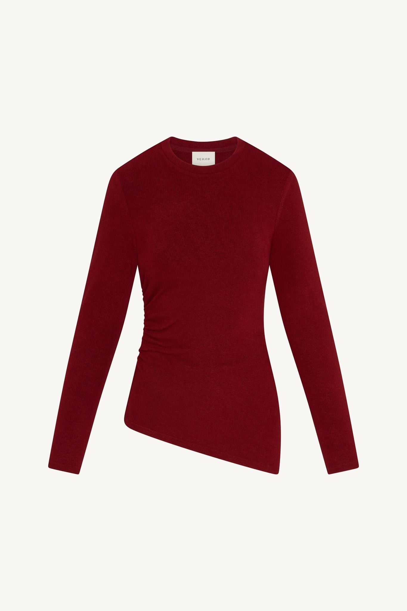 Asymmetric Rouched Top - Cherry Lacquer Abayas Veiled 