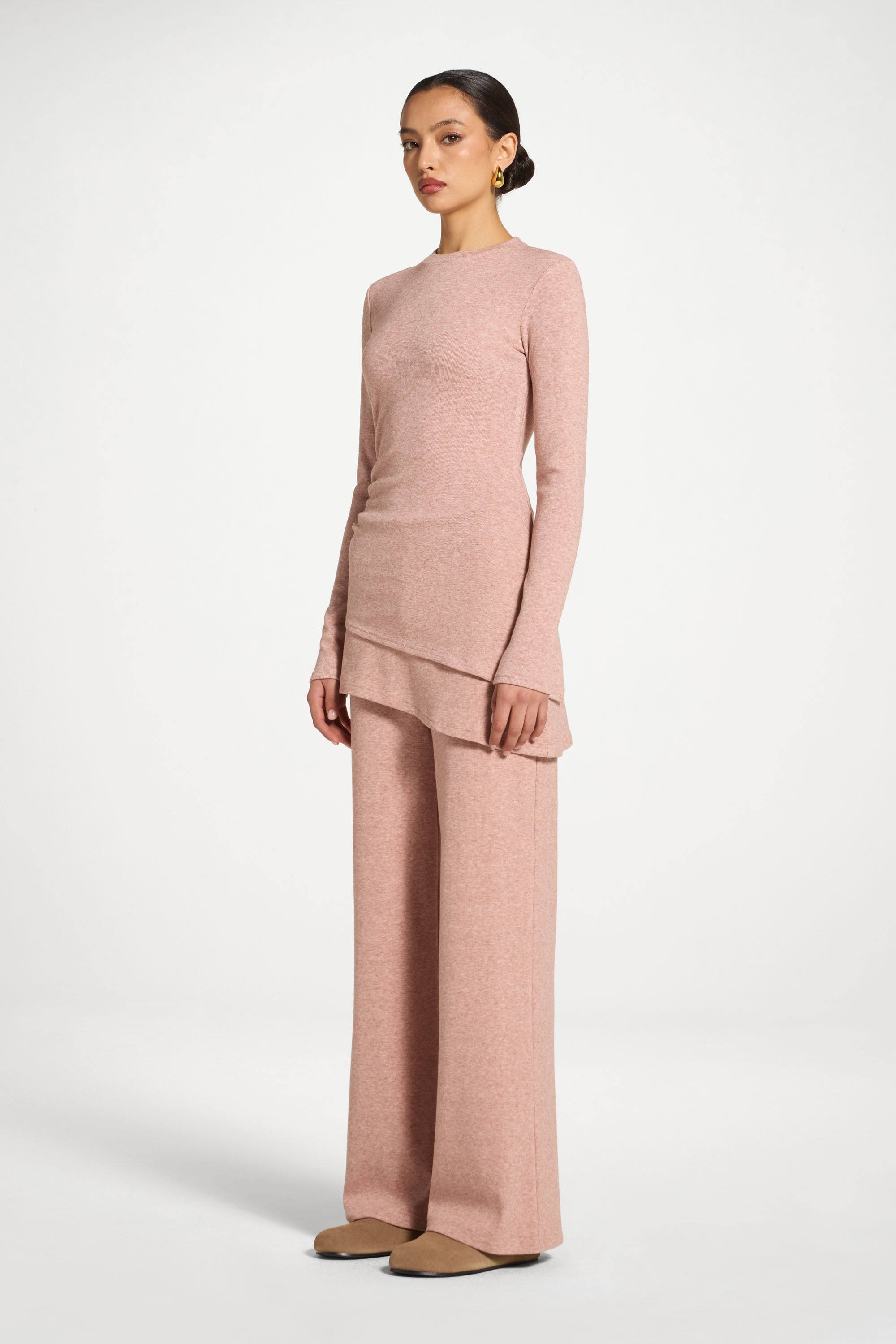 Asymmetric Rouched Top - Rose Abayas Veiled 